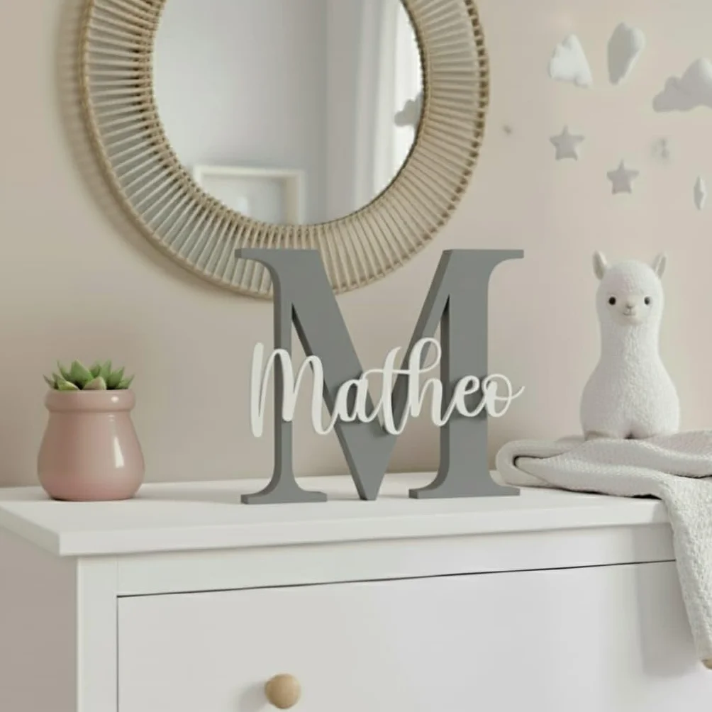 Lettera decorativa personalizzata con nome da appendere, misure e colori a scelta, regalo per bambini