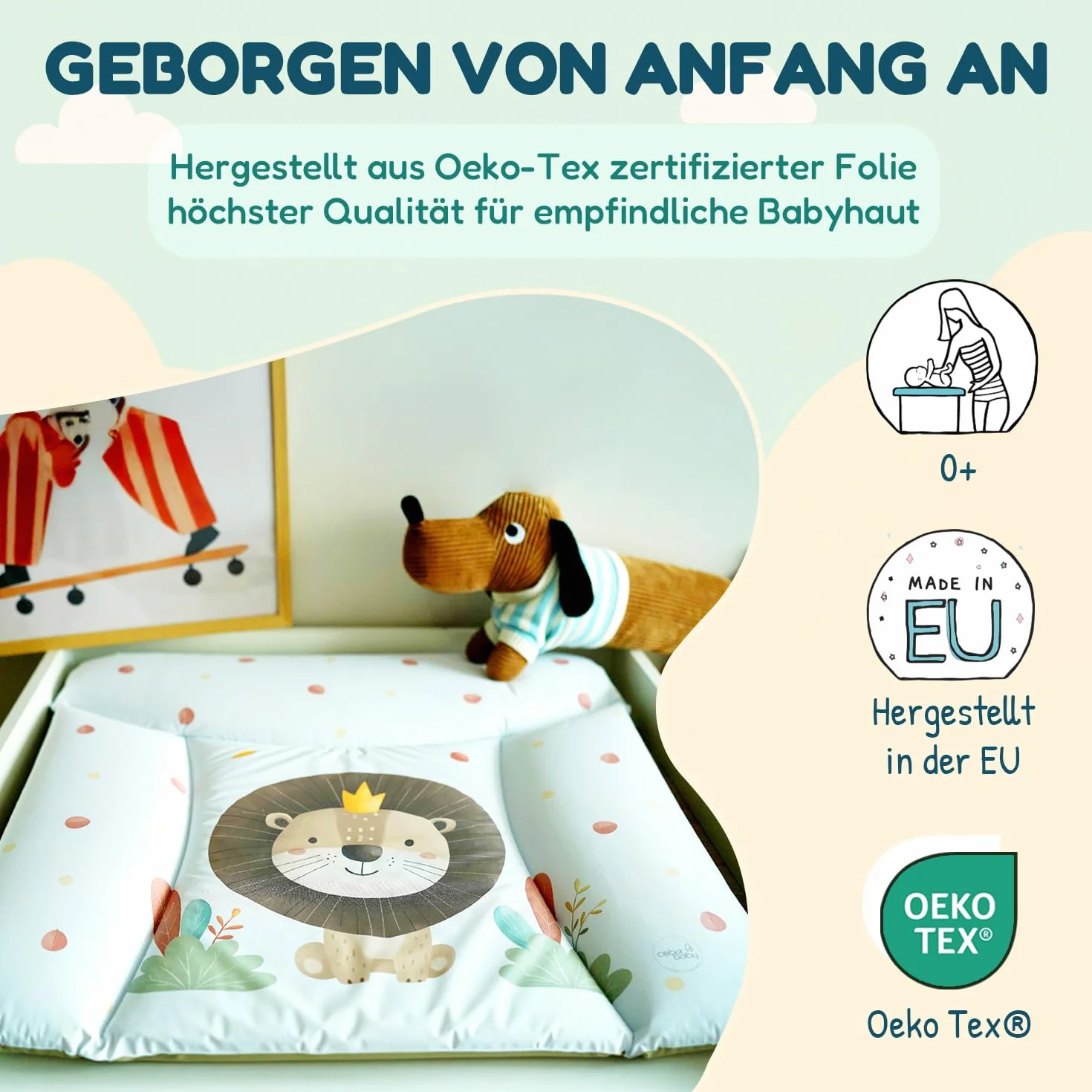 Ceba Baby Fasciatoio Materassino 70x50 cm Elefante nel pallone - Cuscino Lavabile Impermeabile Öko-Tex