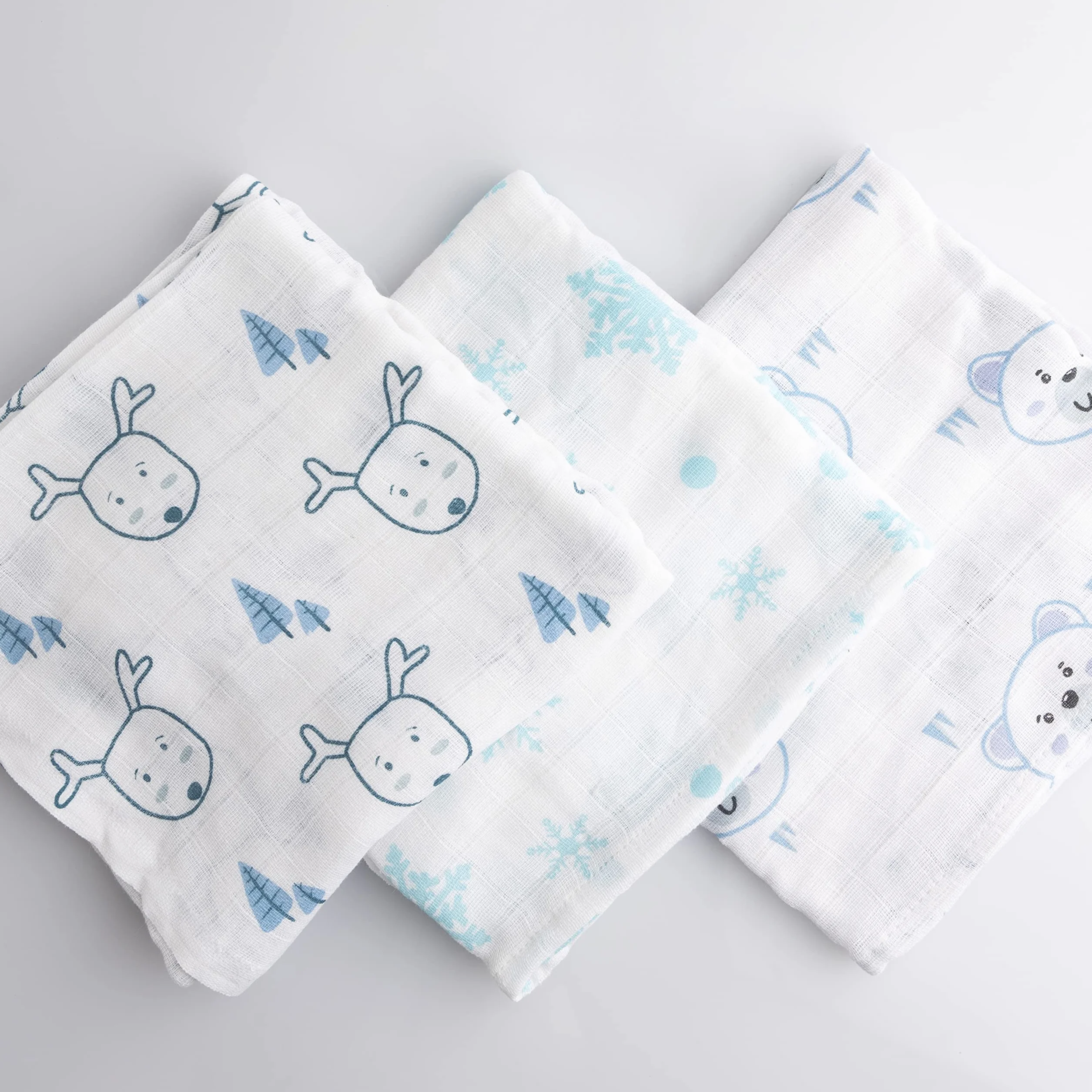 Set di 3 Mussole Neonato 80x80 cm 100% Cotone Naturale Certificato OEKO-TEX Copertina Neonato