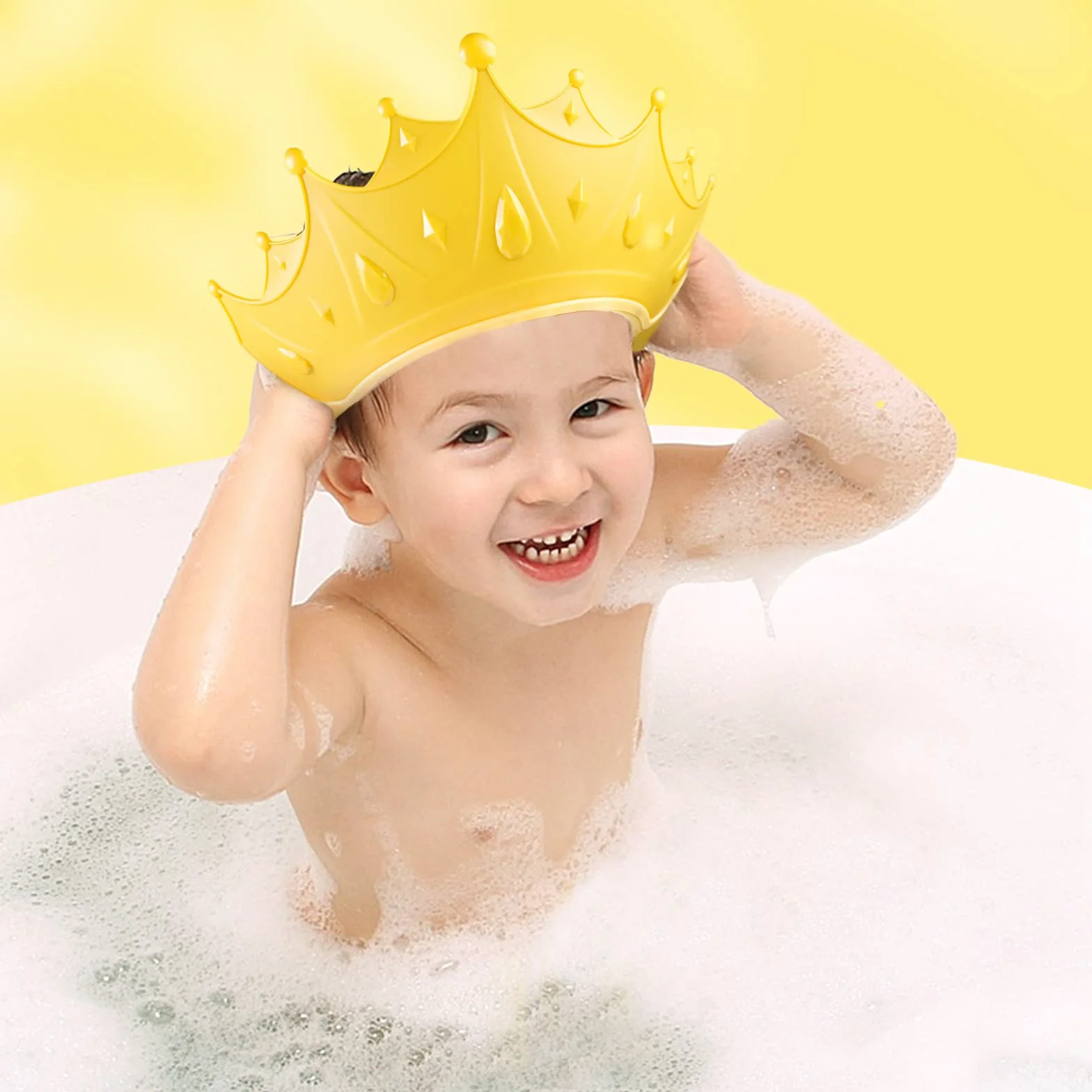 Cappello Doccia Bambini Cuffia Visiera Regolabile Giallo