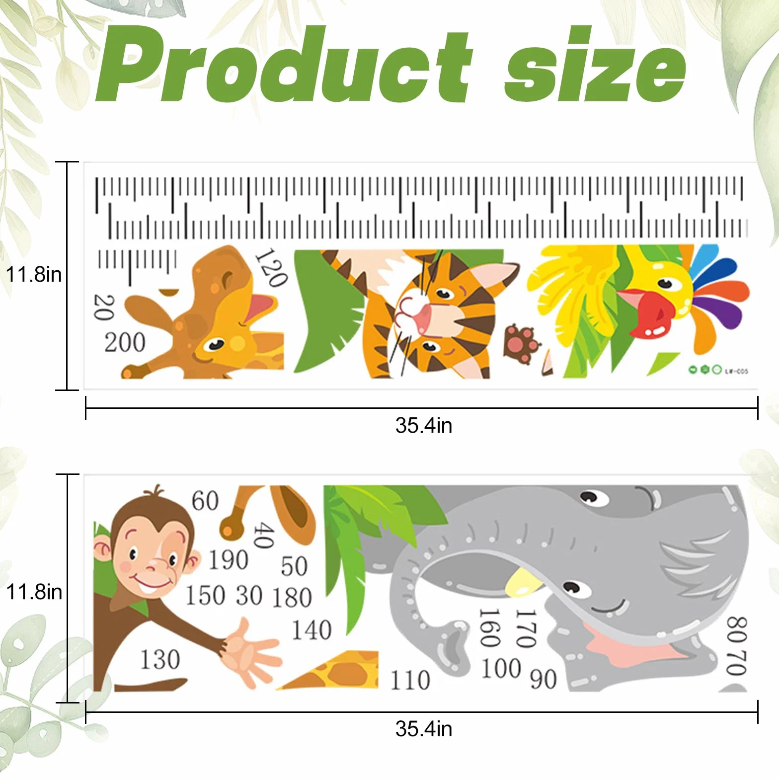 Adesivi Murali Animali 89 x 30 cm Autoadesivo Rimovibile per Camera Bambini