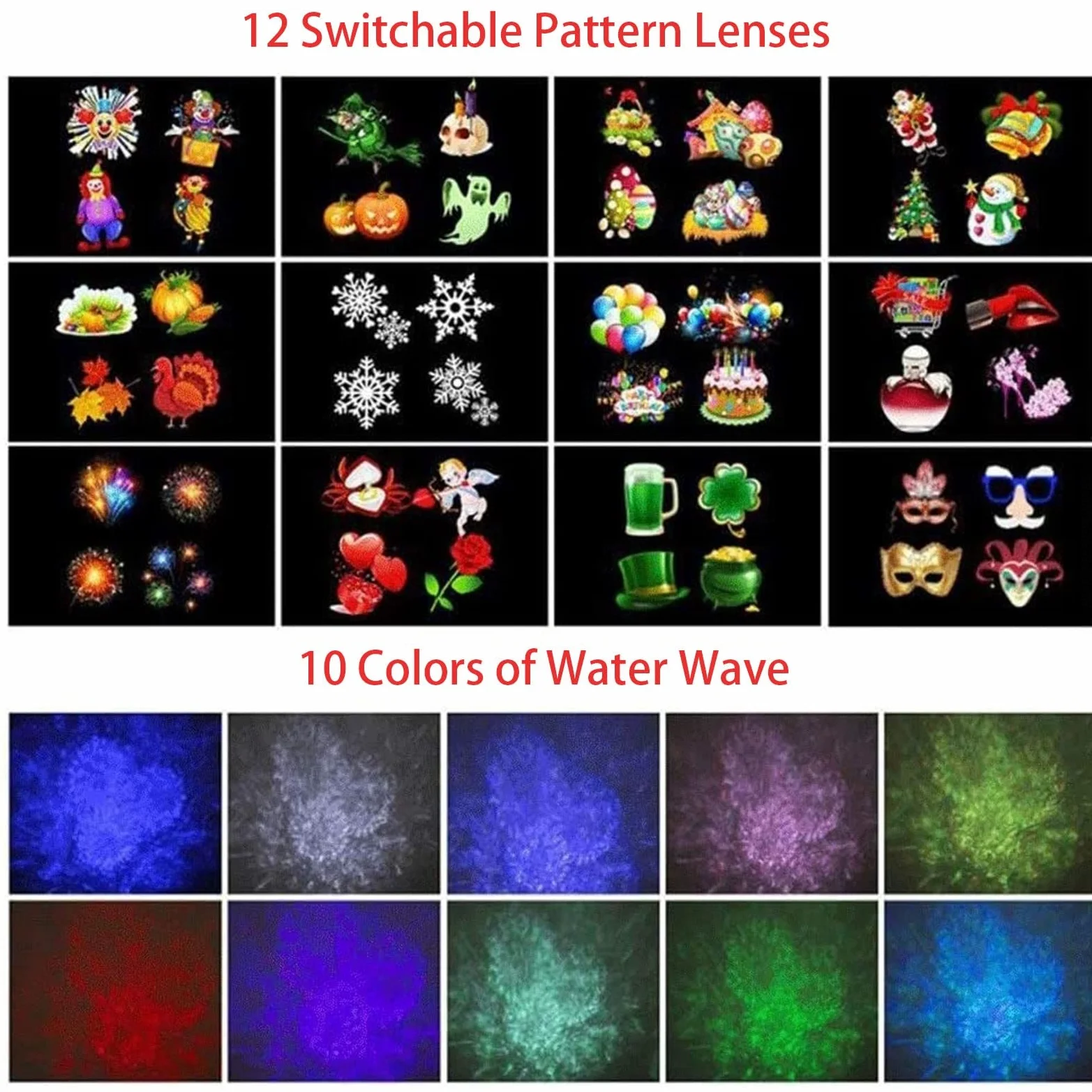 Luci del proiettore di Natale con 12 Modelli Telecomando Rotante Faretto da Neve a LED Neve Che Cade e Si muove per la Luce della Decorazione del Giardino del Patio del Paesaggio