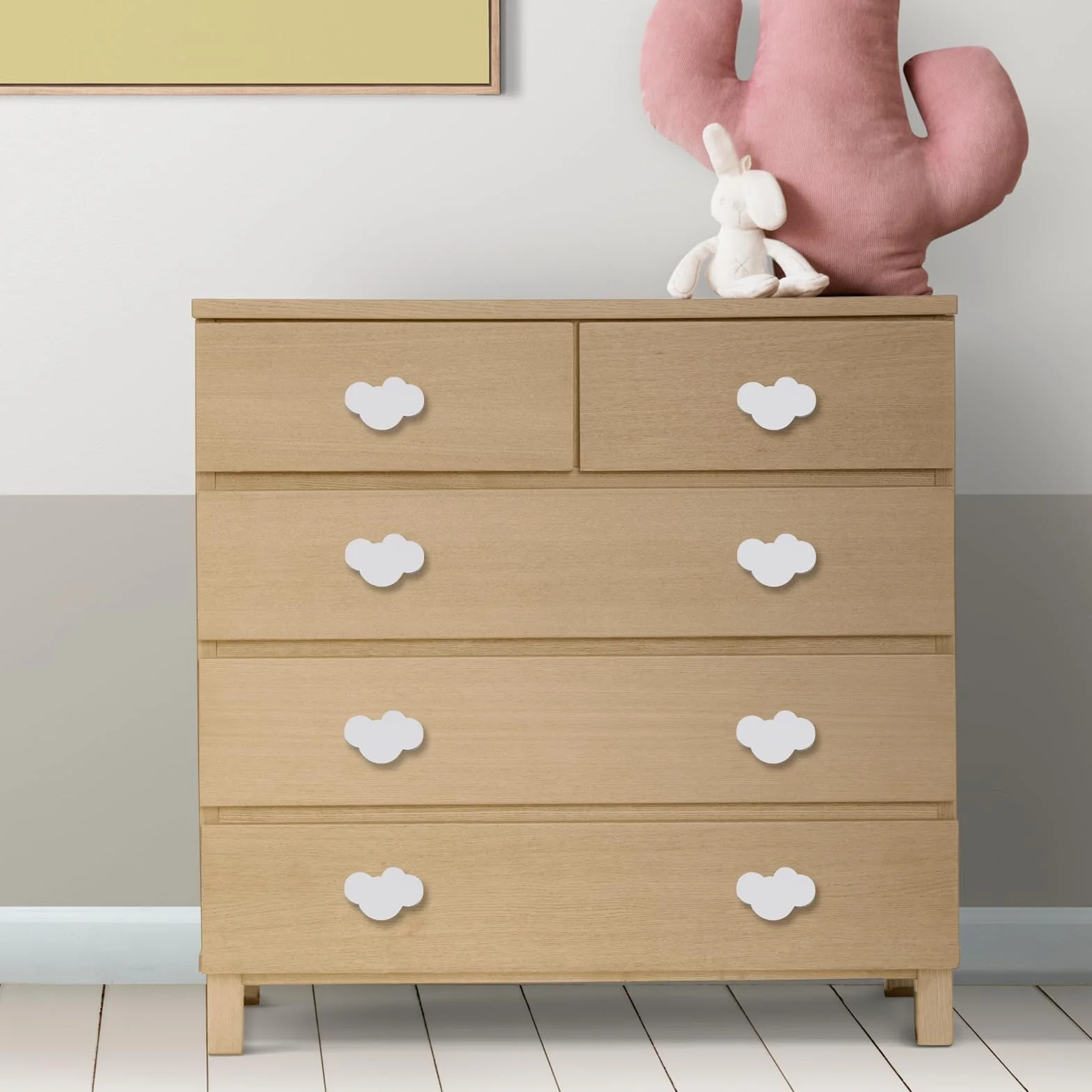 Pomelli Nuvola Cartone Animato per Bambini Armadio Cameretta Giocattoli Bianco