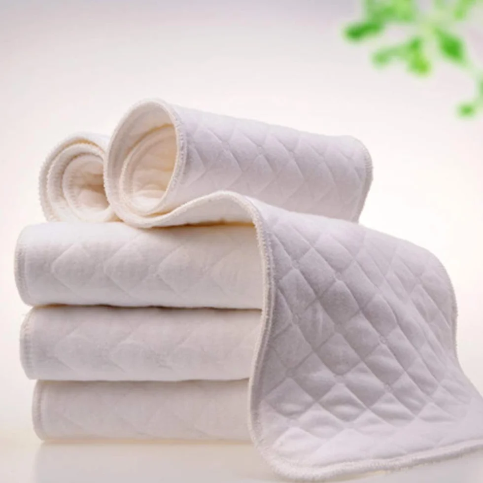 Pannolino Riutilizzabile Cotone Morbido Neonati Multifunzione Inserto Traspirante Assorbimento 32x12 cm 12 Pezzi