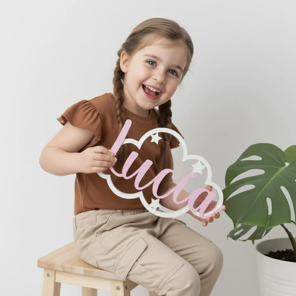 Nuvola decorativa personalizzata con nome, 15 colori, regalo per camera bambini