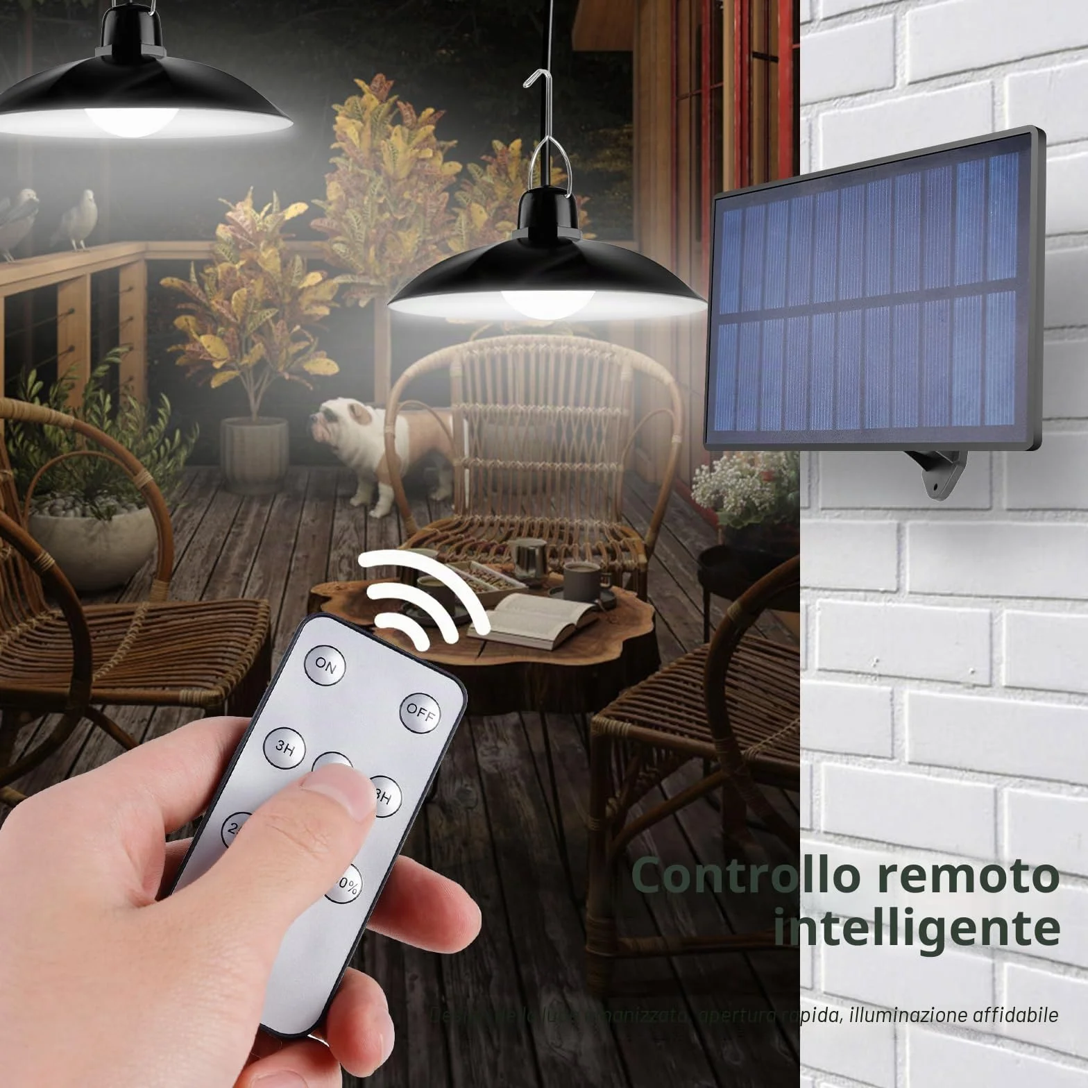 Lampade solari per interni ed esterni, lampada solare con telecomando, lampada a sospensione LED solare IP65 resistente all'acqua, lampade solari per esterni con cavo da 10 m, lampada a sospensione