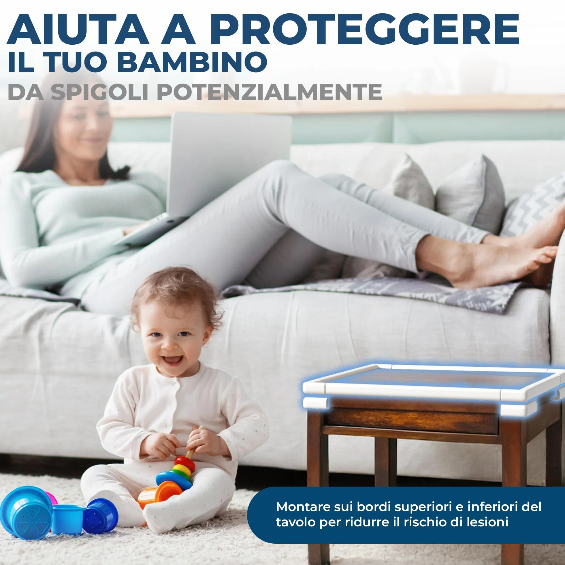 Hoffenbach Paraspigoli per Bambini 6,2 m, 12 Angolari, Paracolpi Lettino Neonato e Mobili, Gomma Bianco