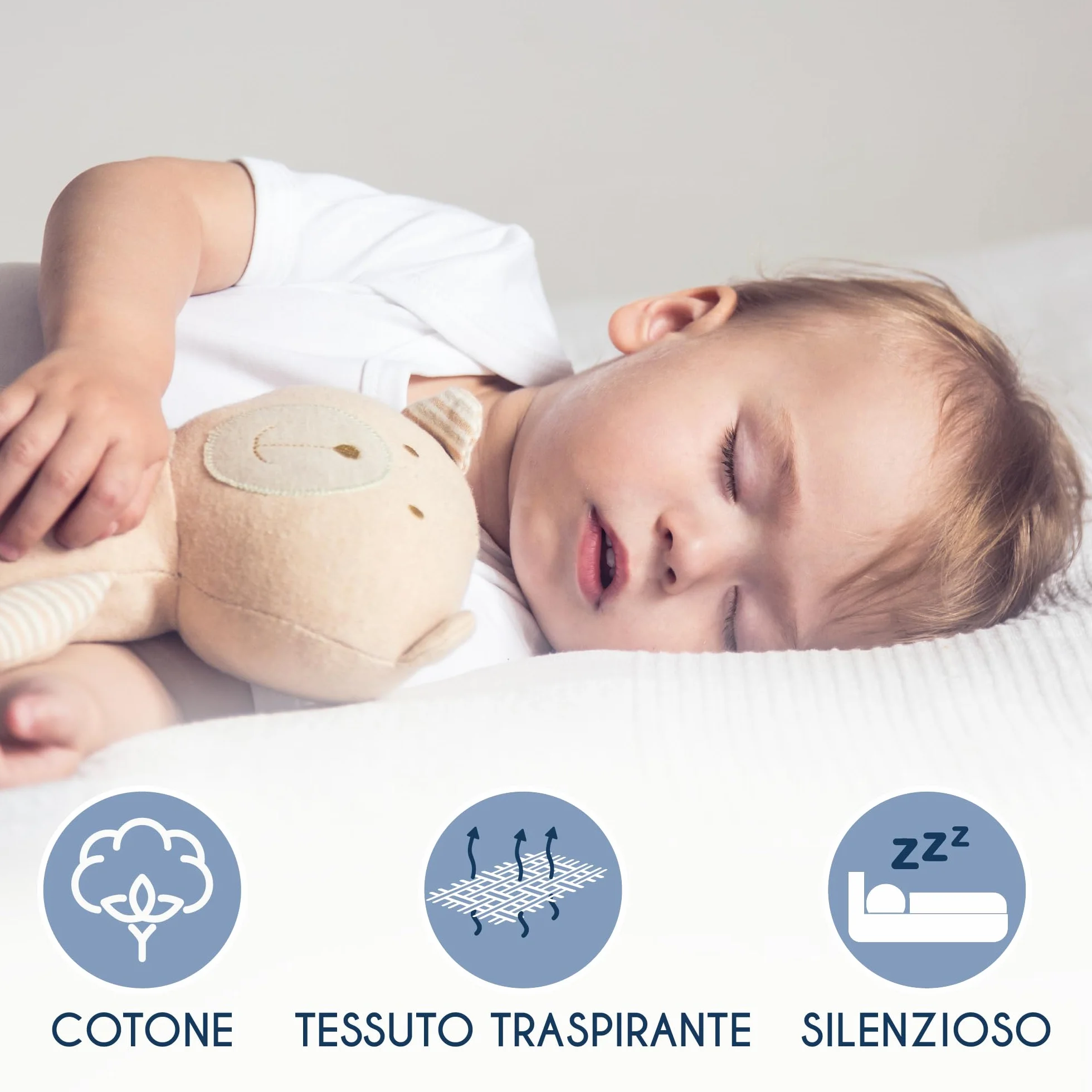 Coprimaterasso Lettino 60x120 cm Impermeabile Antiacaro Lavabile a 60°C Oeko-Tex