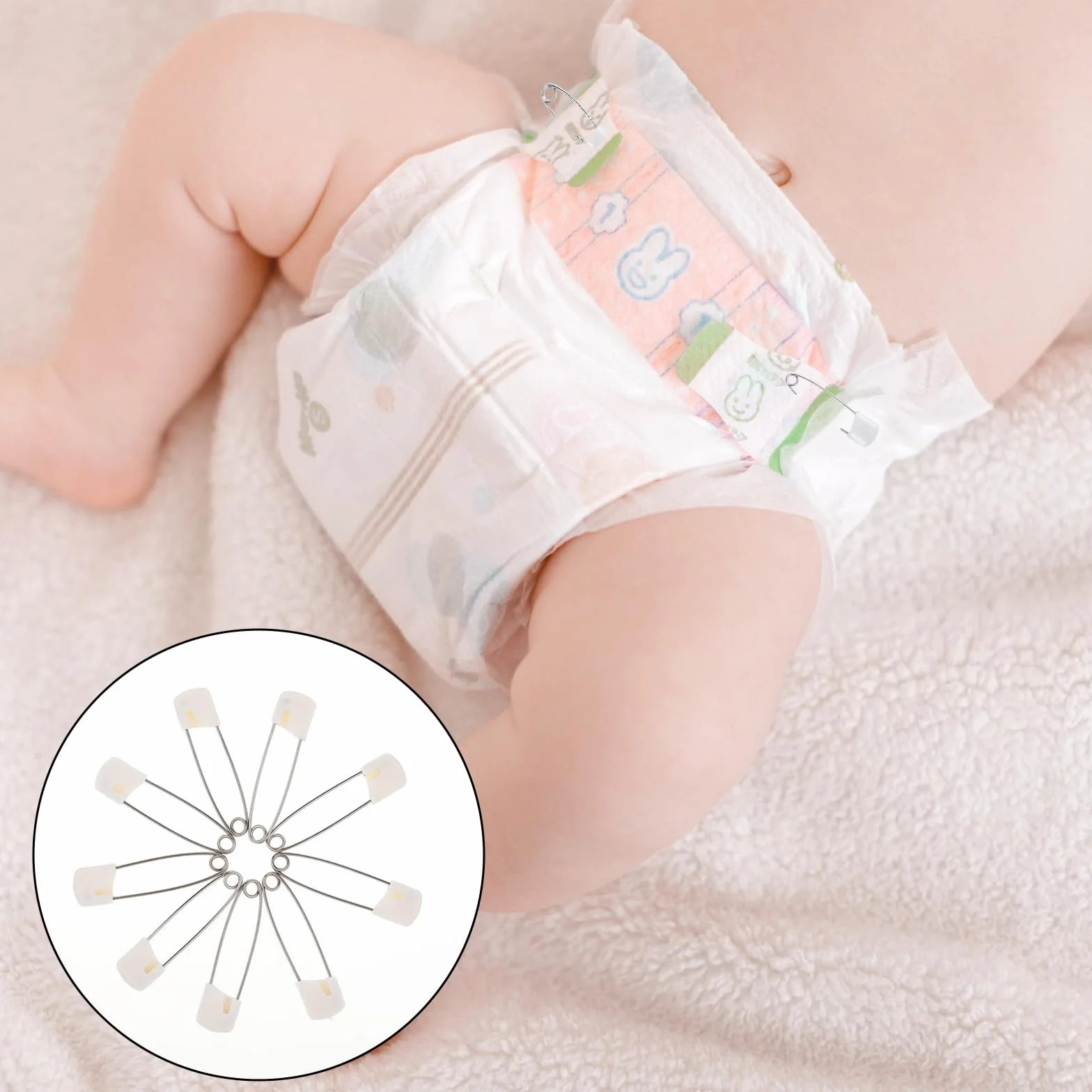 Giantree 50 aghi per pannolini 4 cm spille di sicurezza bianco