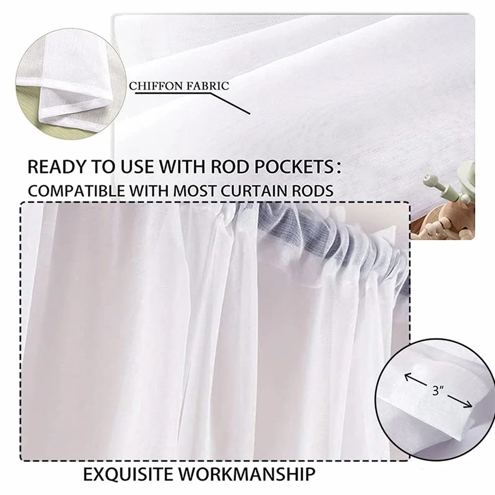 Hiseng Tende Voile Trasparenti Sheer 140x245cm Nuvole e stelle per Finestra Soggiorno