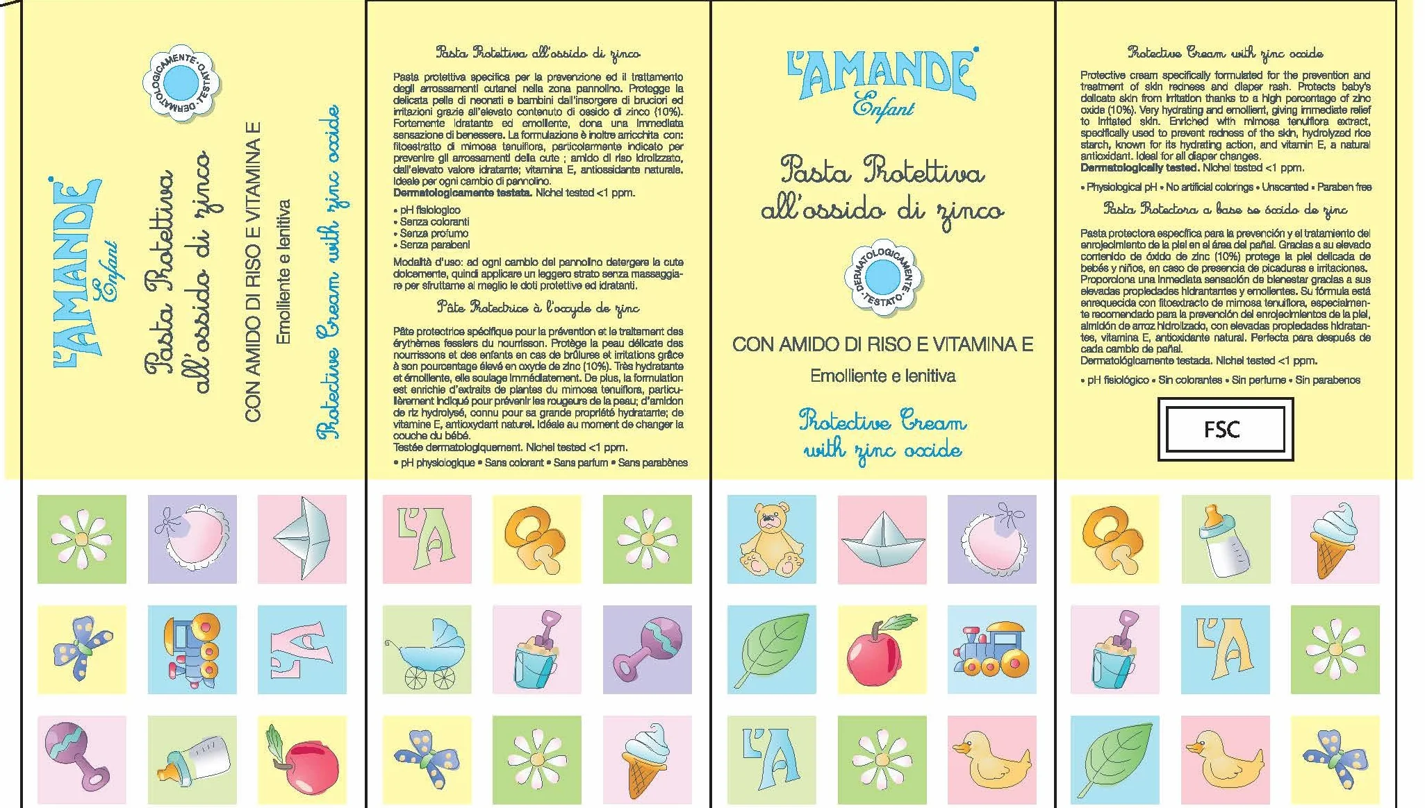 L'AMANDE Pasta Cambio Pannolino Neonati e Bambini all'Ossido di Zinco, Crema Pannolino Protettiva 150 ml
