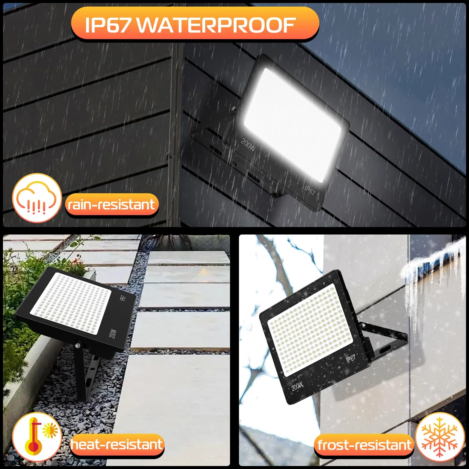 Faretto LED da Esterno 50W, 2 Pezzi 5000LM Super Luminosa Faro LED 6500K Bianca Fredda, Fari Esterni IP67 Impermeabile per Giardini, Terrazze, Garage