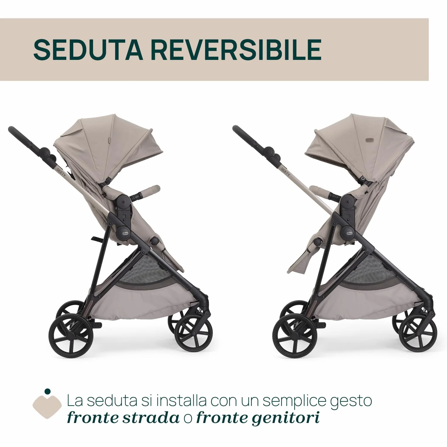 Chicco Passeggino Seety Leggero Compatto Pieghevole Reclinabile 0-4 Anni 22kg