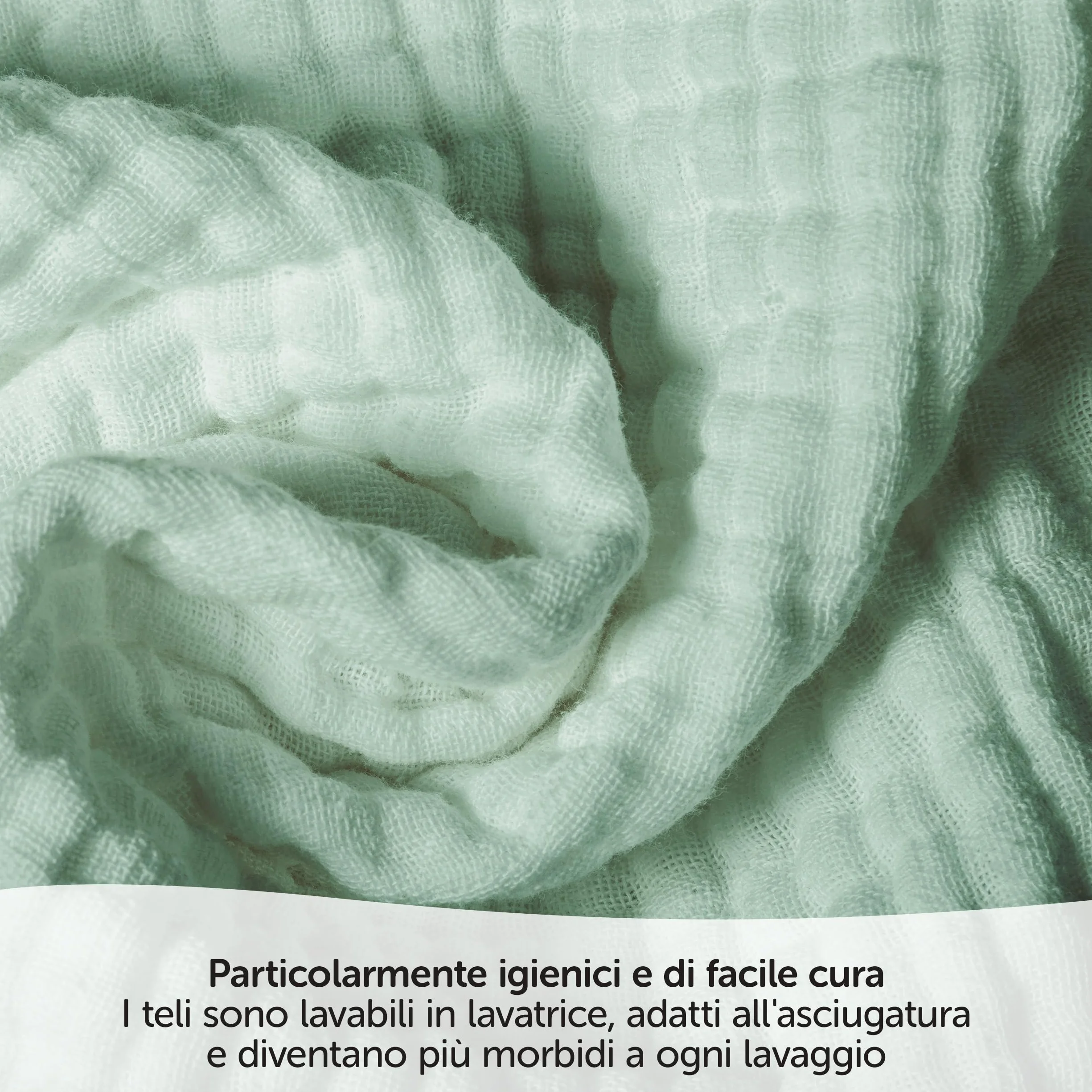 Mussole Neonato 70x70cm Cotone 100% OEKO-TEX Standard 100 Verde Bianco Menta Grigio Conf. 4