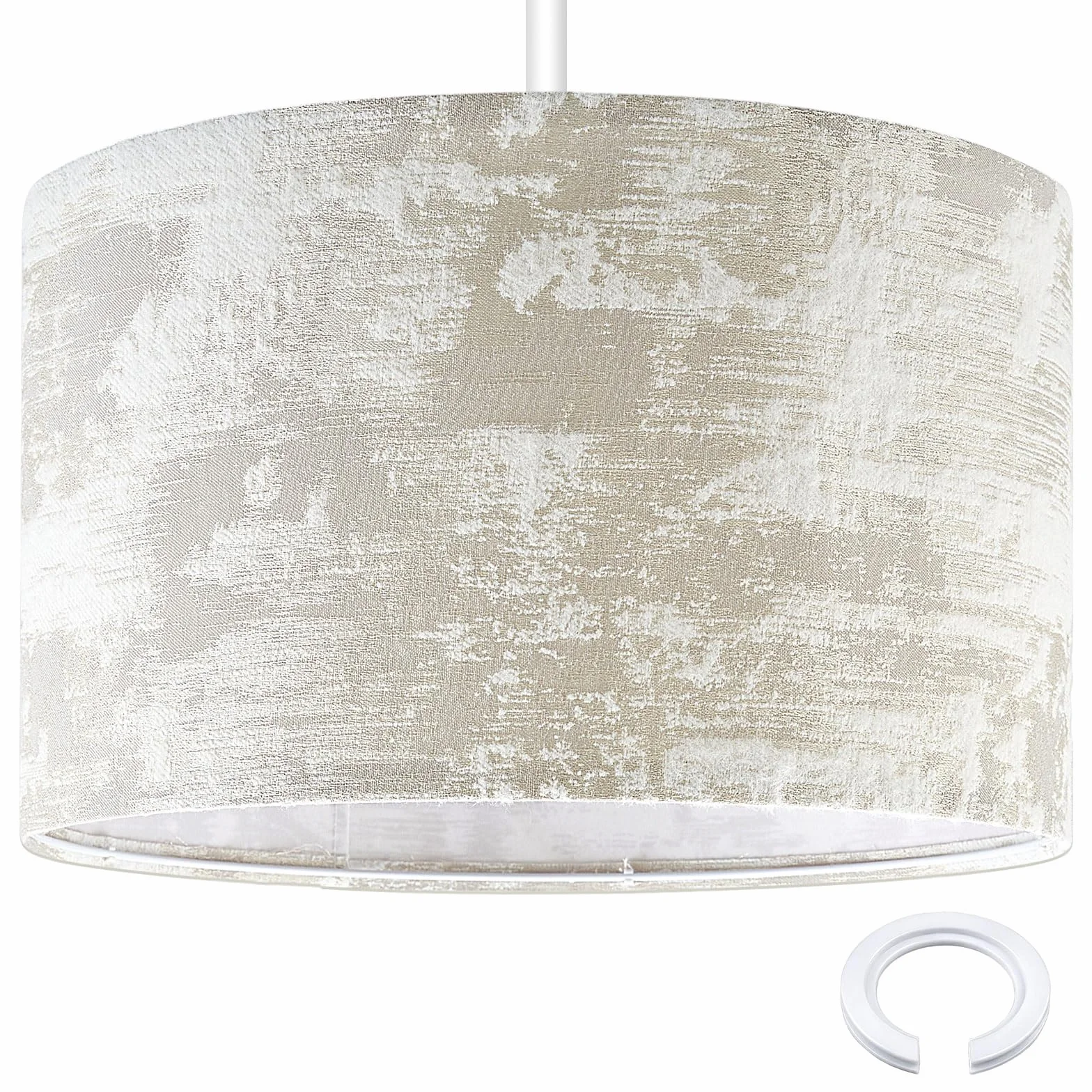 Weewooday 1 Pezzo Paralume in Tessuto in Stile Retrò Ø 40 x 25 cm con Anello Adattatore da E27 a E14 Paralume di Ricambio Rotondo per Lampade a Sospensione Lampade da Terra(Bianco)