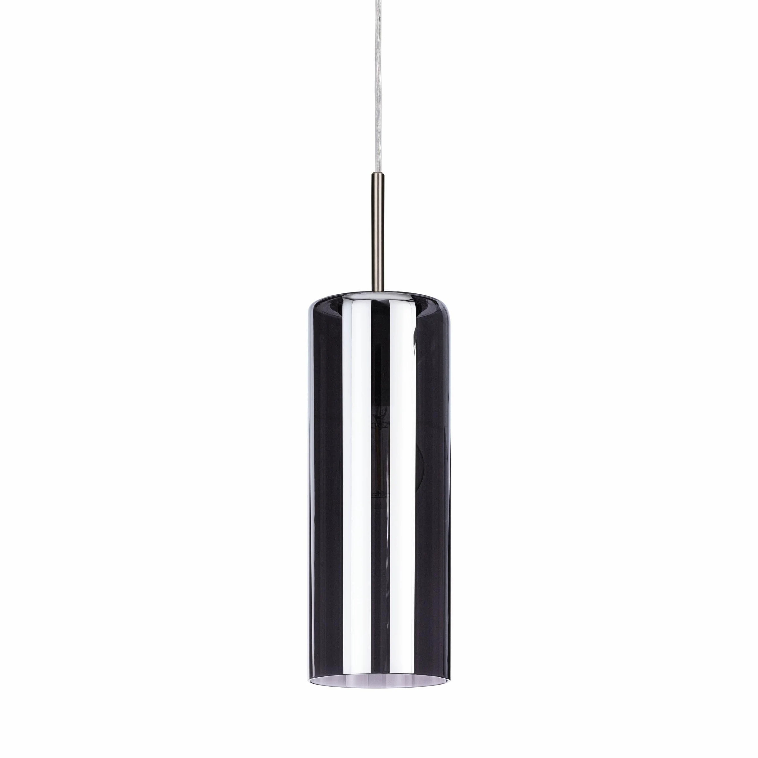 Eglo lampada a sospensione Selvino, illuminazione a sospensione per tavolo | da pranzo in vetro fumé, 3 fiamme, struttura in vetro nero e acciaio argento, attacco E27
