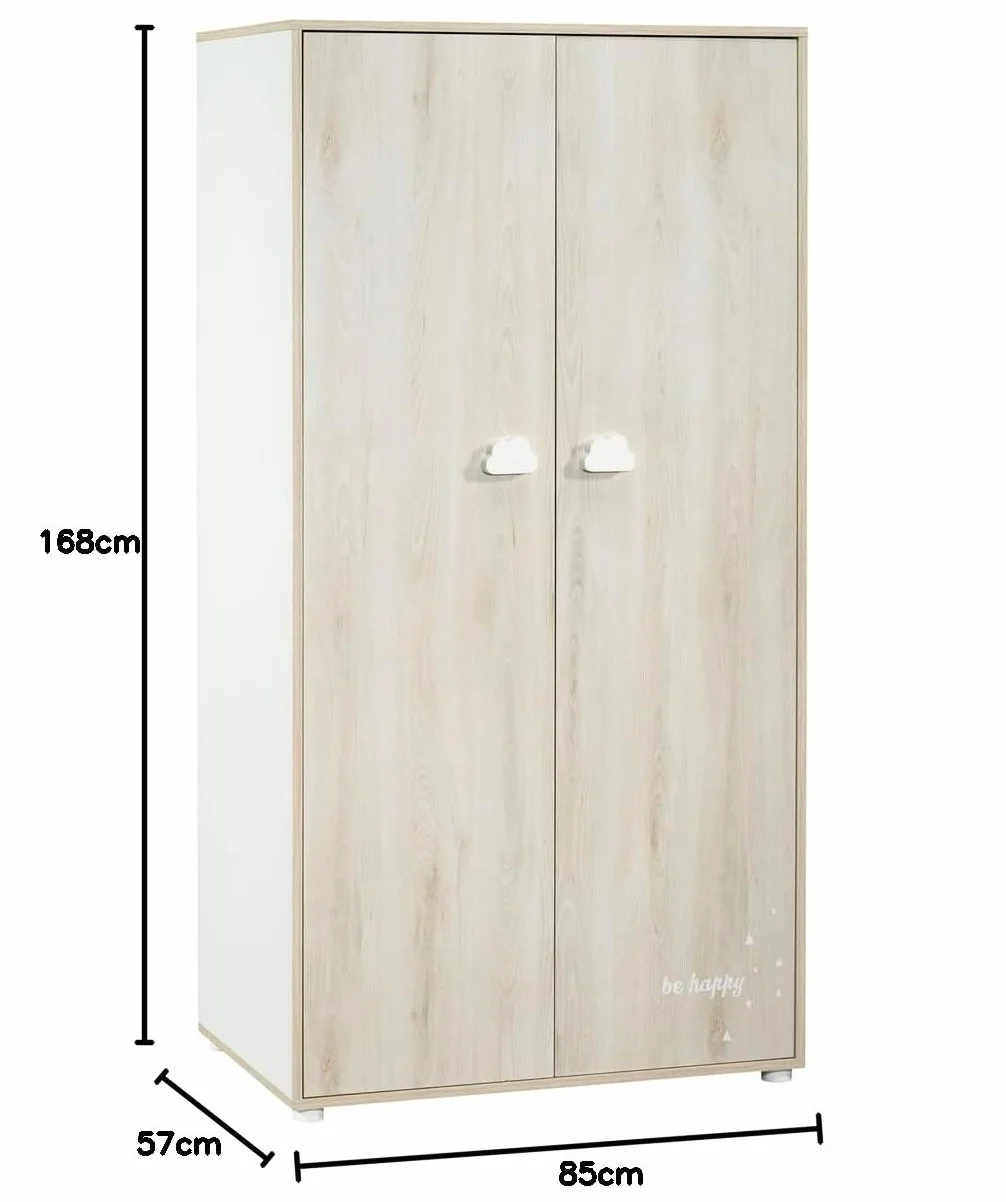 Armadio 2 ante per cameretta bambini 85x168x57 cm