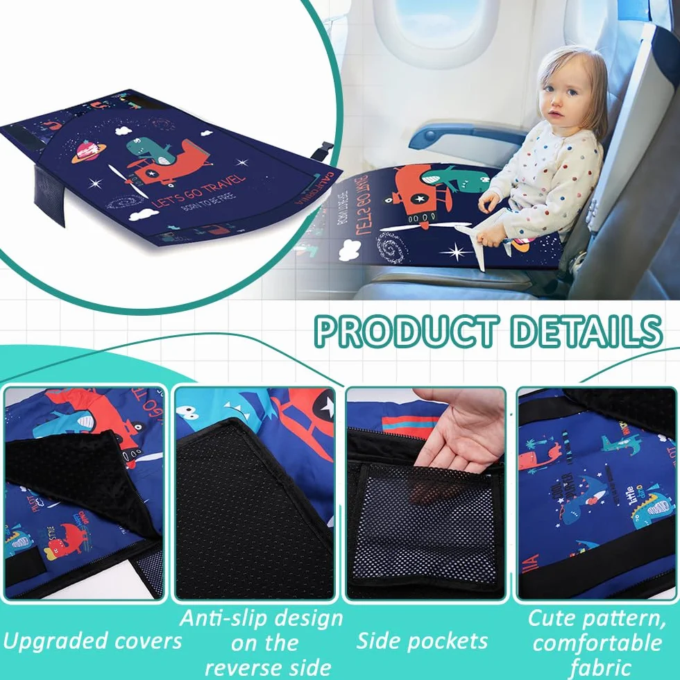 Prolunga per sedile aereo per bambini 79x44 cm pieghevole con borsa portaoggetti nero