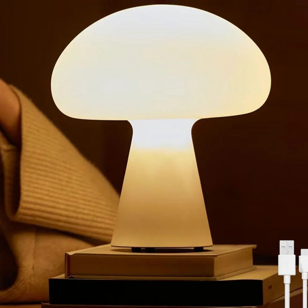 Lampada da Tavolo a LED Ricaricabile con Interruttore a Tocco Dimmerabile Luce da Tavolo a Fungo Lampada Decorativa per Interni Senza Fili Luce Notturna Fungo A Batteria Illuminazione