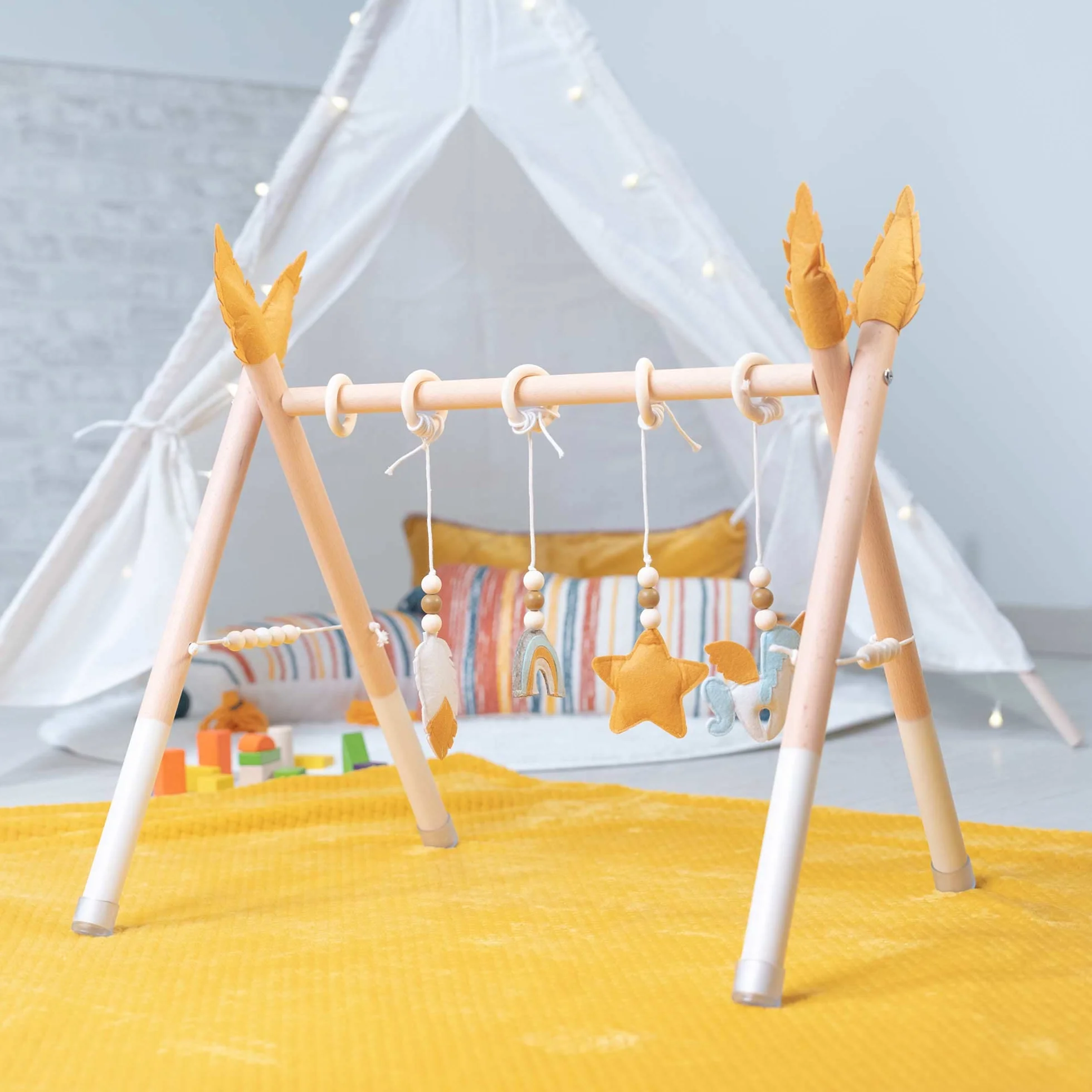 Palestra per Bambino Montessori 60 x 44 x 57 cm Legno Ecologico Arco da Gioco Multicolore