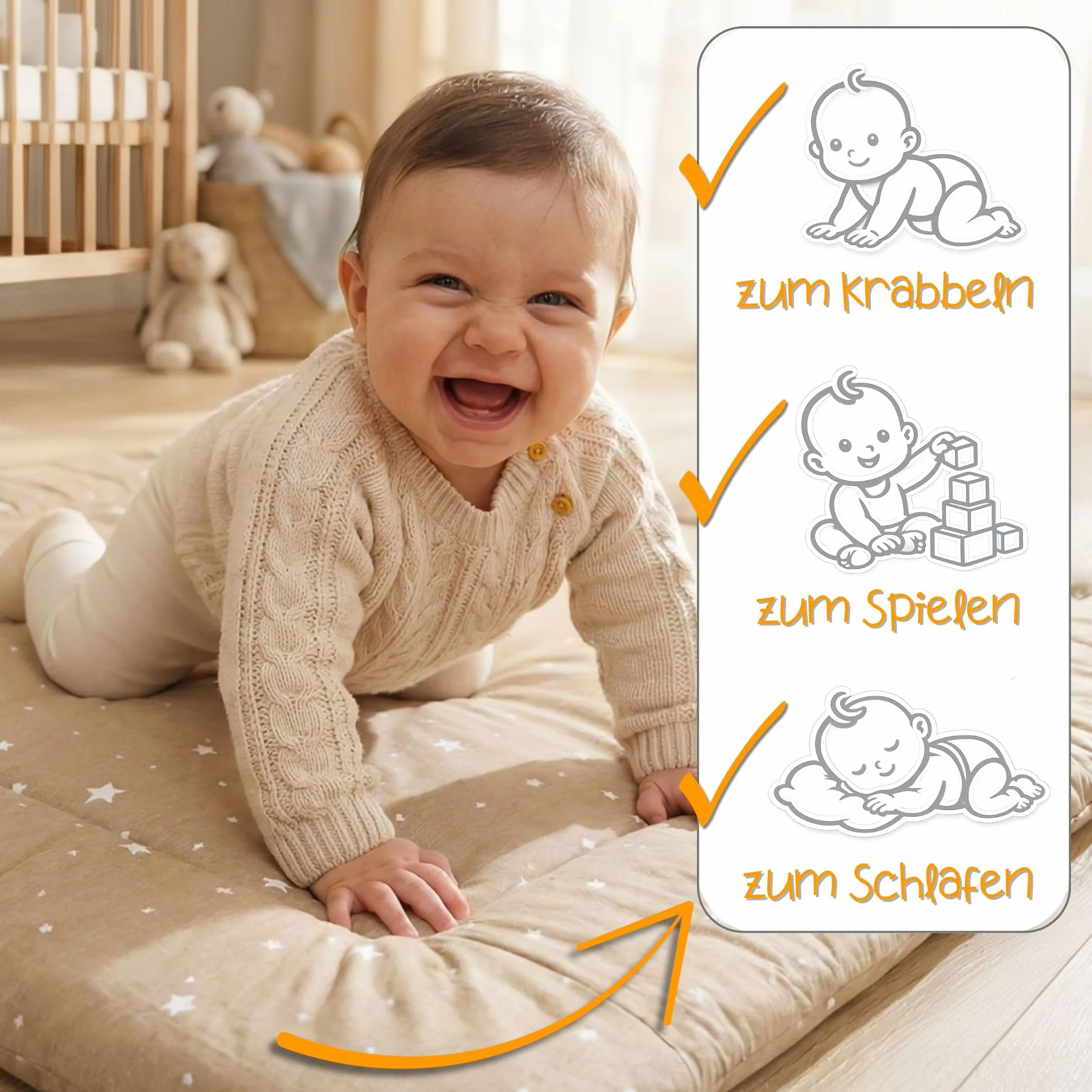 Tappeto gioco bambini gattonare Oeko-Tex 100 cm Safari