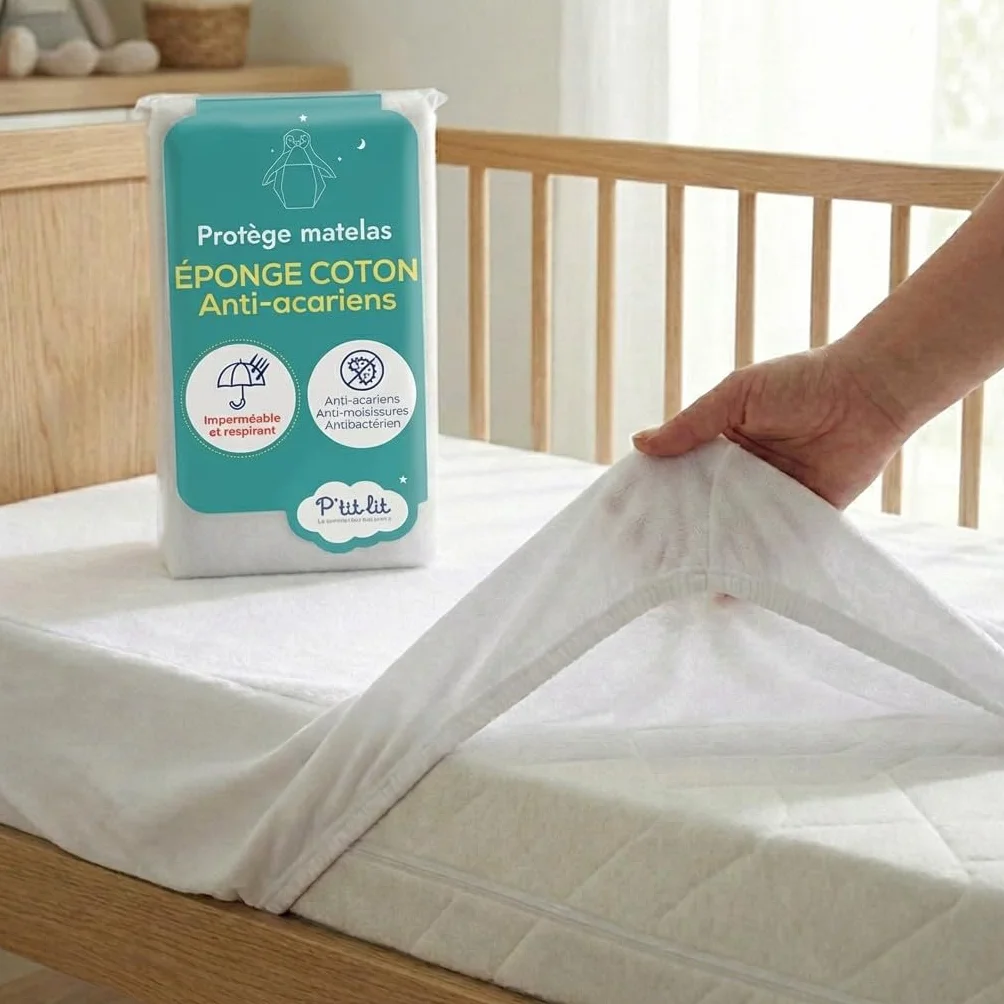 Coprimaterasso Bambini Antiacaro Impermeabile 60x120 cm 100% Spugna di Cotone Oeko Tex®