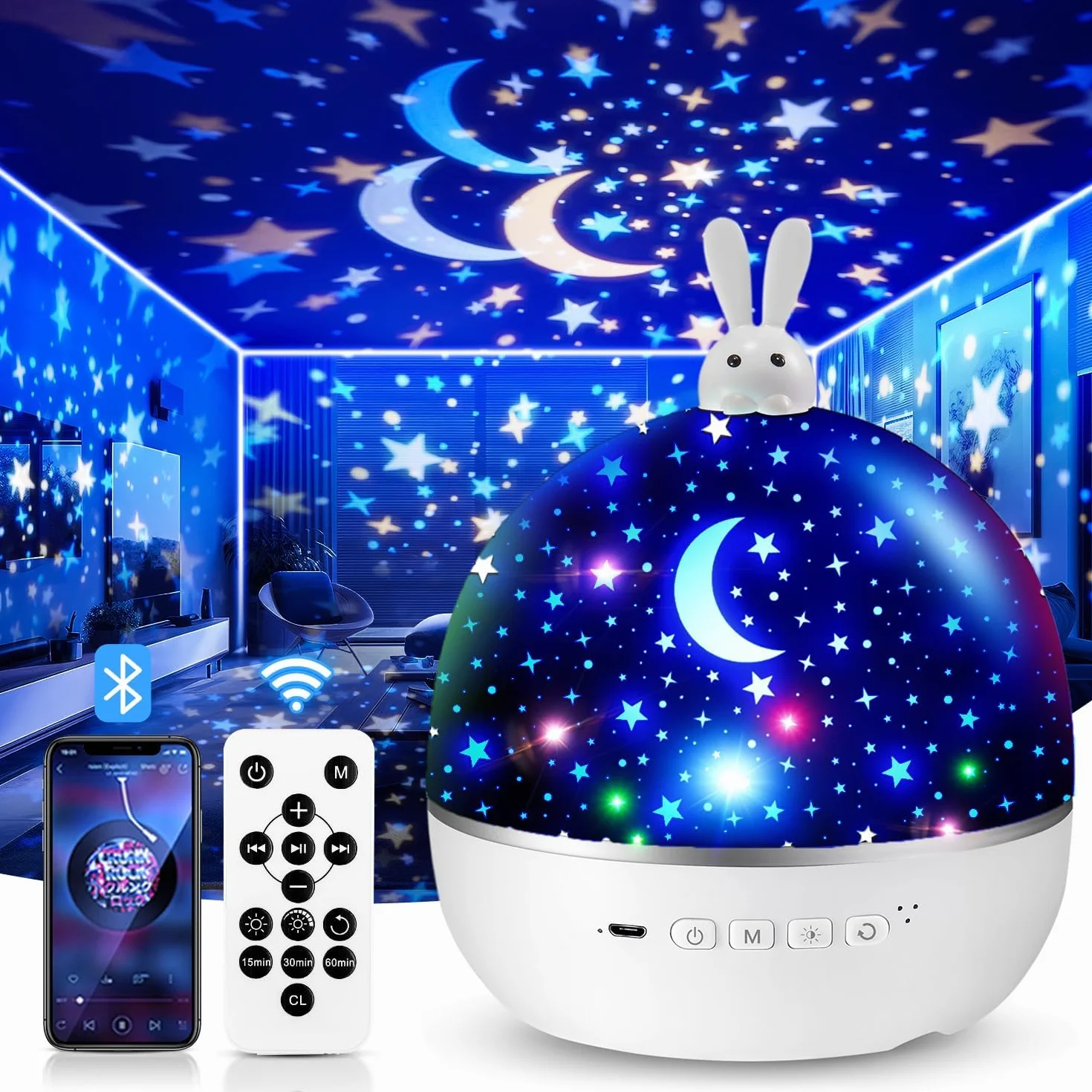 Proiettore Stelle Soffitto,315Colori+15Film Luce Notturna Bambini,Bluetooth Musica Carillon Neonati,Ricaricabile&Telecomando Gioco Bambino 1 2 3 4 5 anno,Regalo Neonato Regalo Bambina 1 2 3 4 5 6 anni