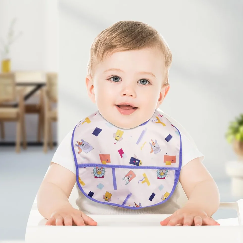Aolso Bavaglini Neonato Impermeabile con Tasca Set 7 Pezzi Lavabili 6 Mesi 3 Anni