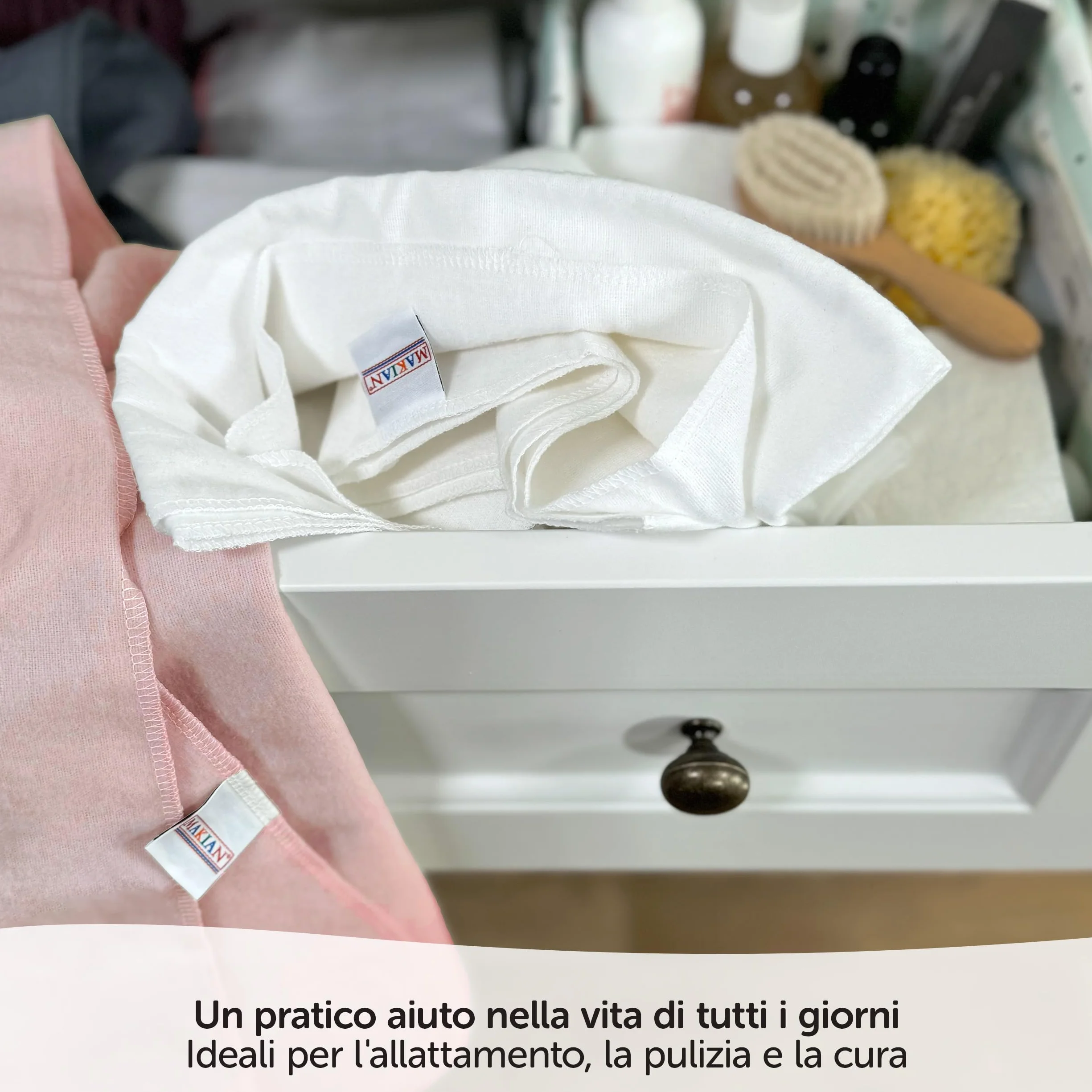Teli in Mussola Neonato 80x80 cm 4 Pezzi Cotone 100% OekoTex Standard 100 Rosa Cipria