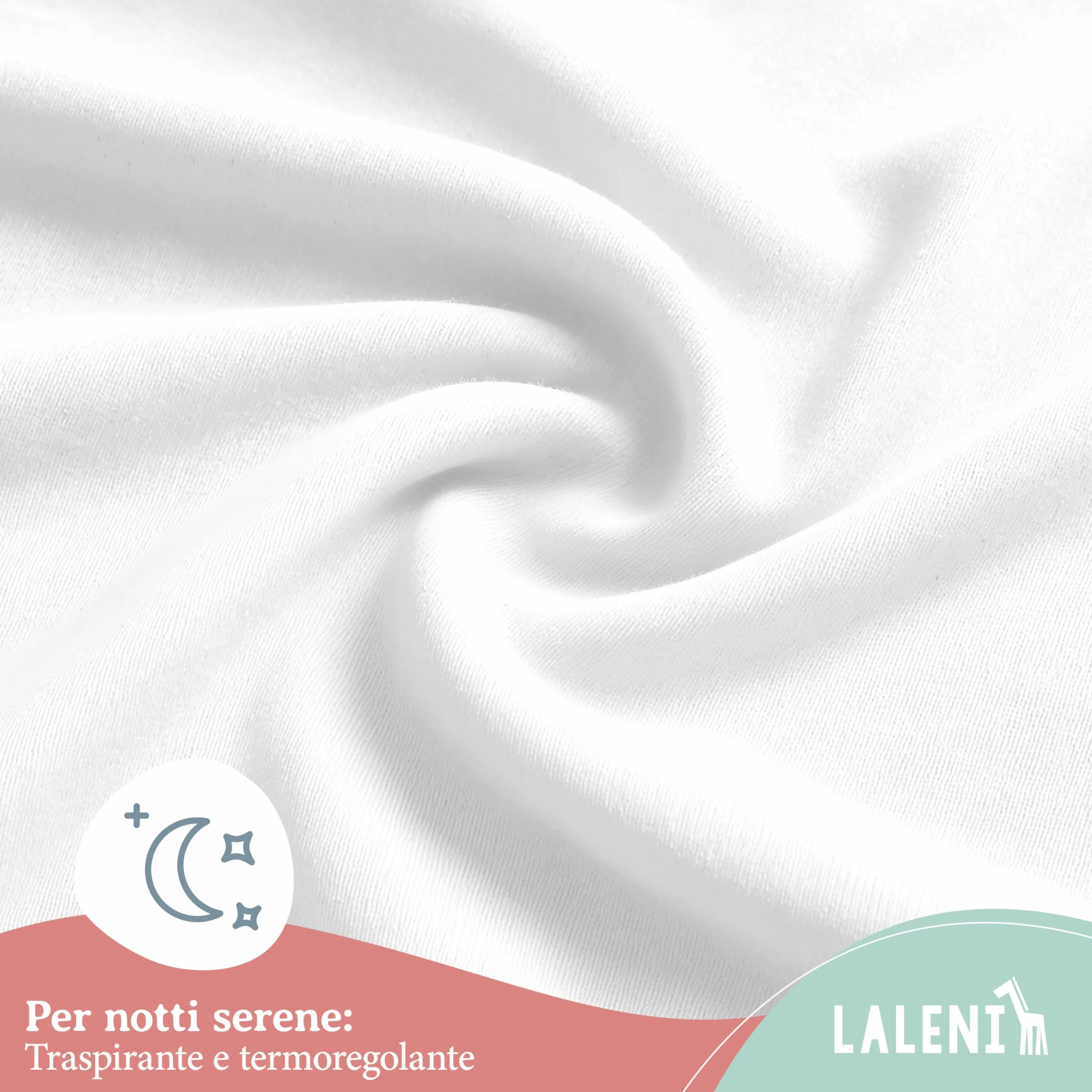 Laleni Lenzuola Culla Neonato Coprimaterasso 100% Cotone 135gsm Bianco 60x120-70x140cm