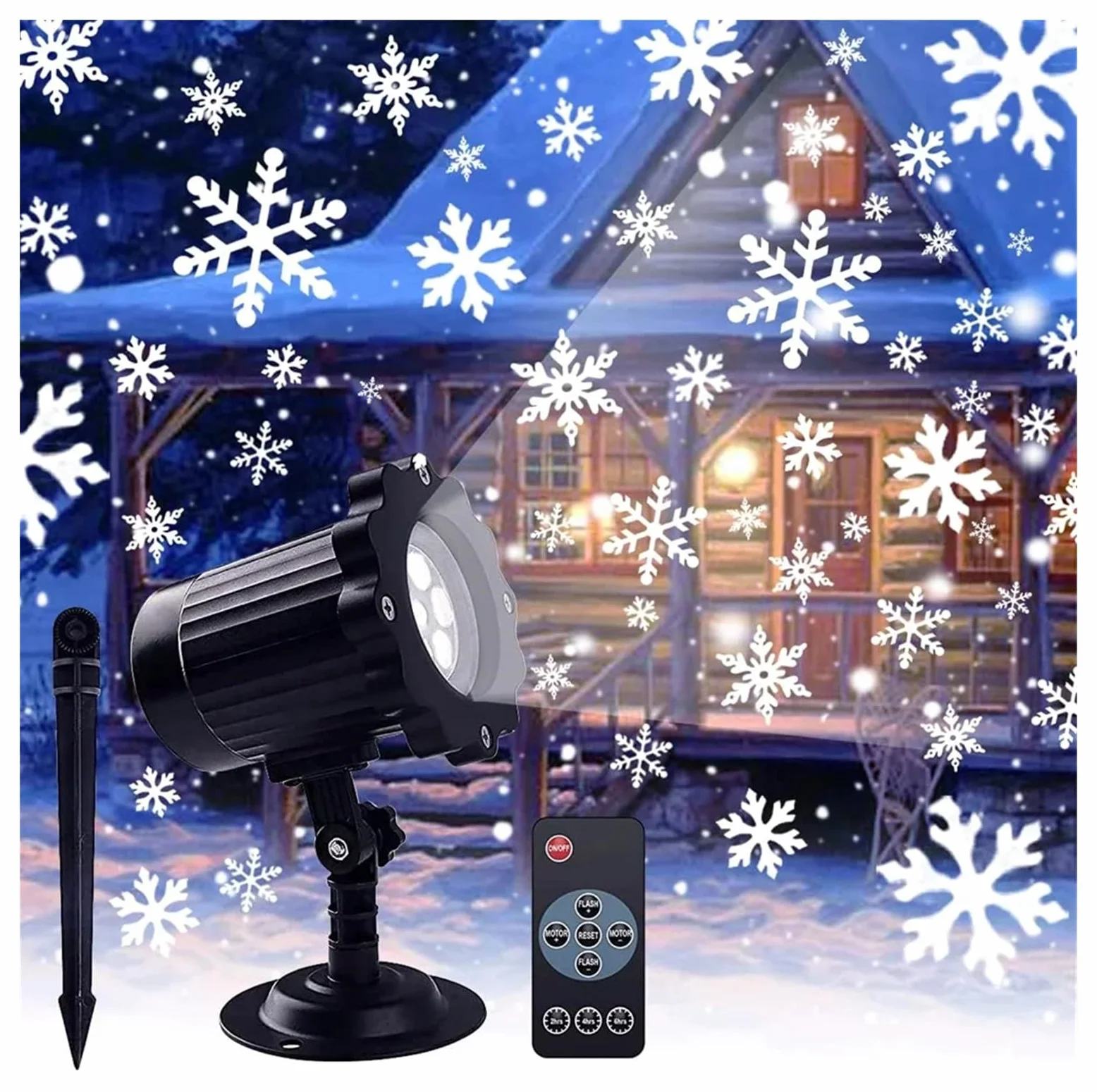 Proiettore di luci natalizie per esterni Il proiettore con fiocco di neve di Natale illumina la luce da palco a LED con effetto fiocco di neve impermeabile for esterni con telecomando for decorazioni