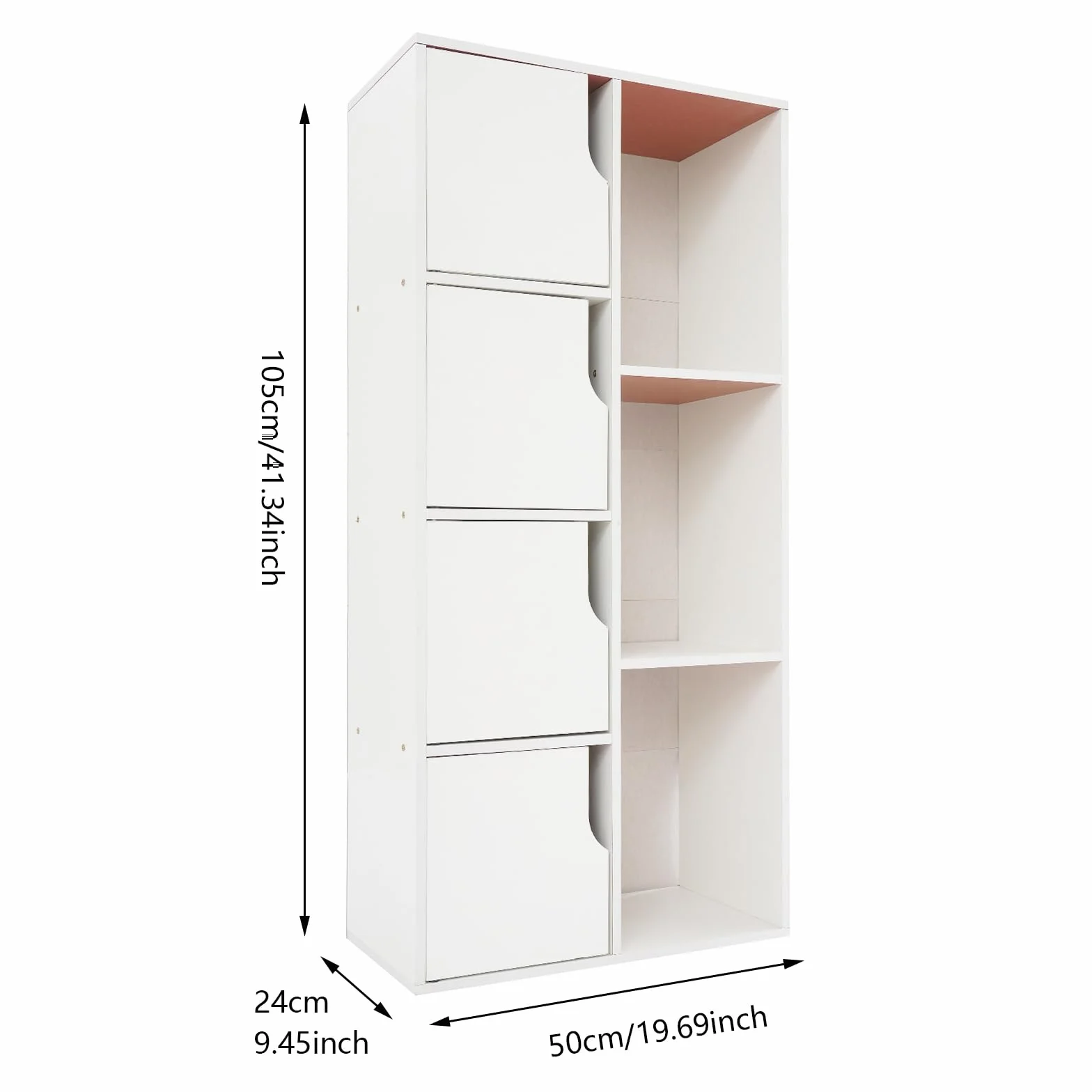 Armadio a Colonna Bianco Stretto 50x24x105 cm 7 Scompartimenti per Conservazione Soggiorno Camera da Letto