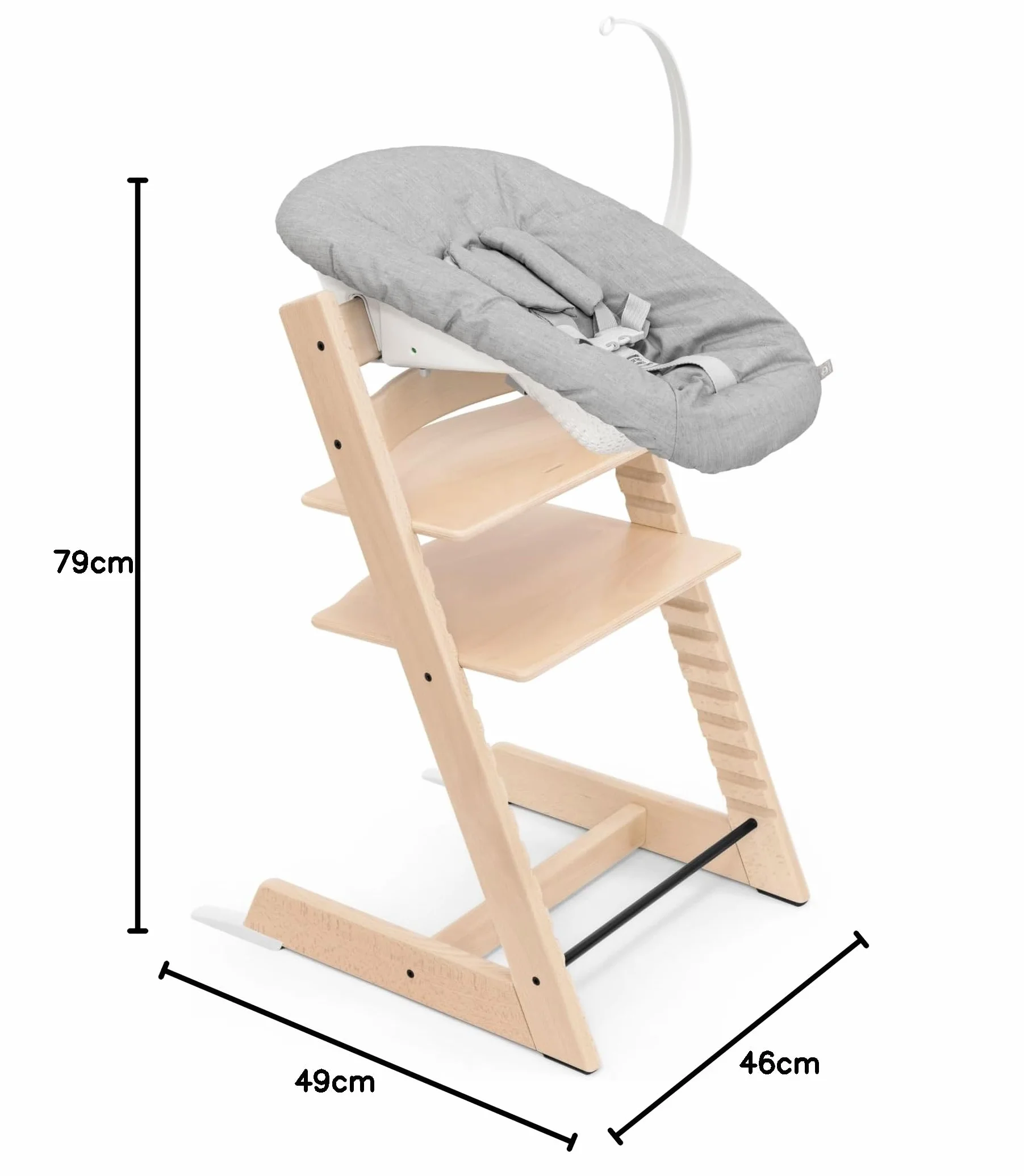 Stokke Tripp Trapp Sedia Naturale Newborn Set Grigio per Neonati fino a 9 kg