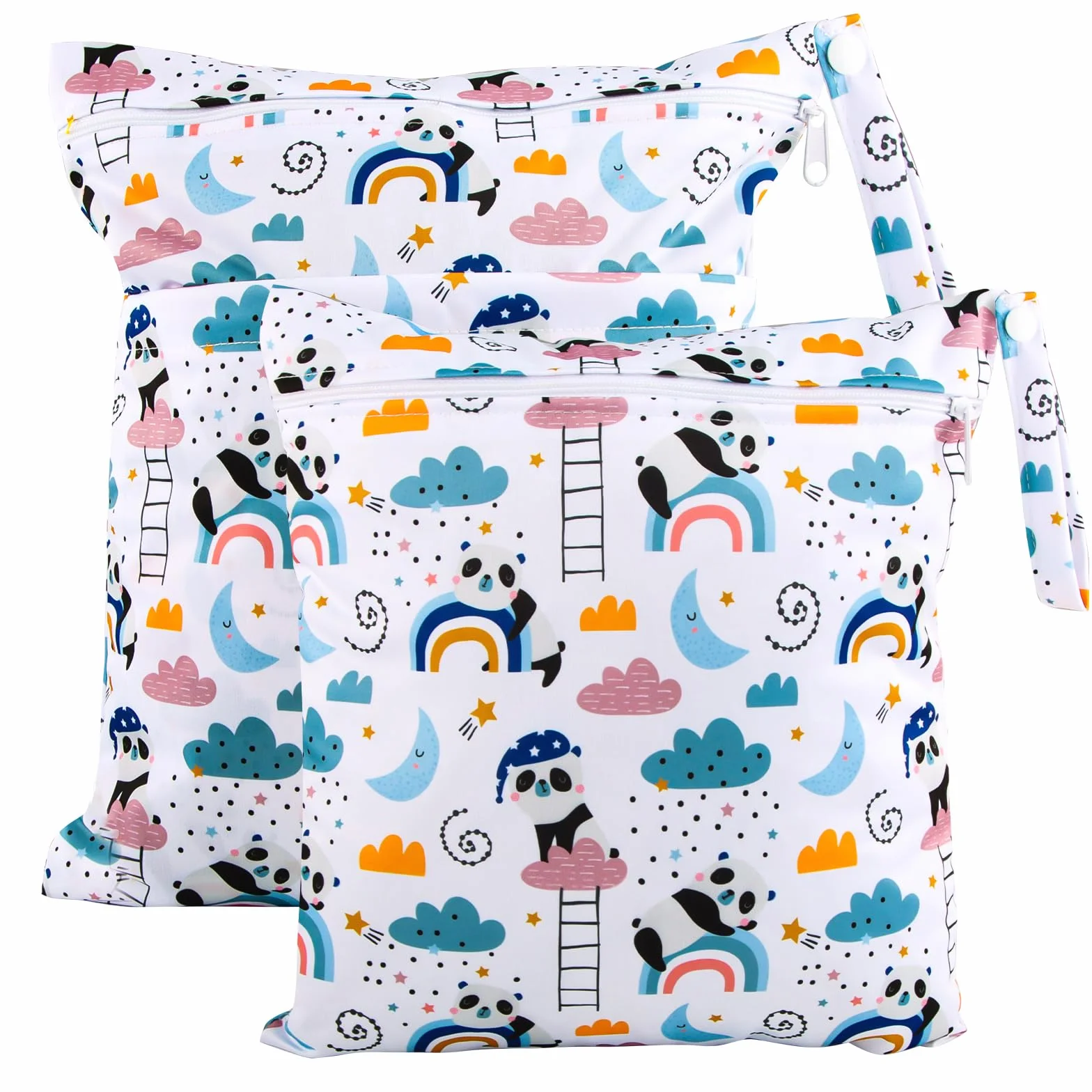Borsa per Pannolini Lavabili, 2 Pezzi Wet Bag Impermeabile con Cerniera