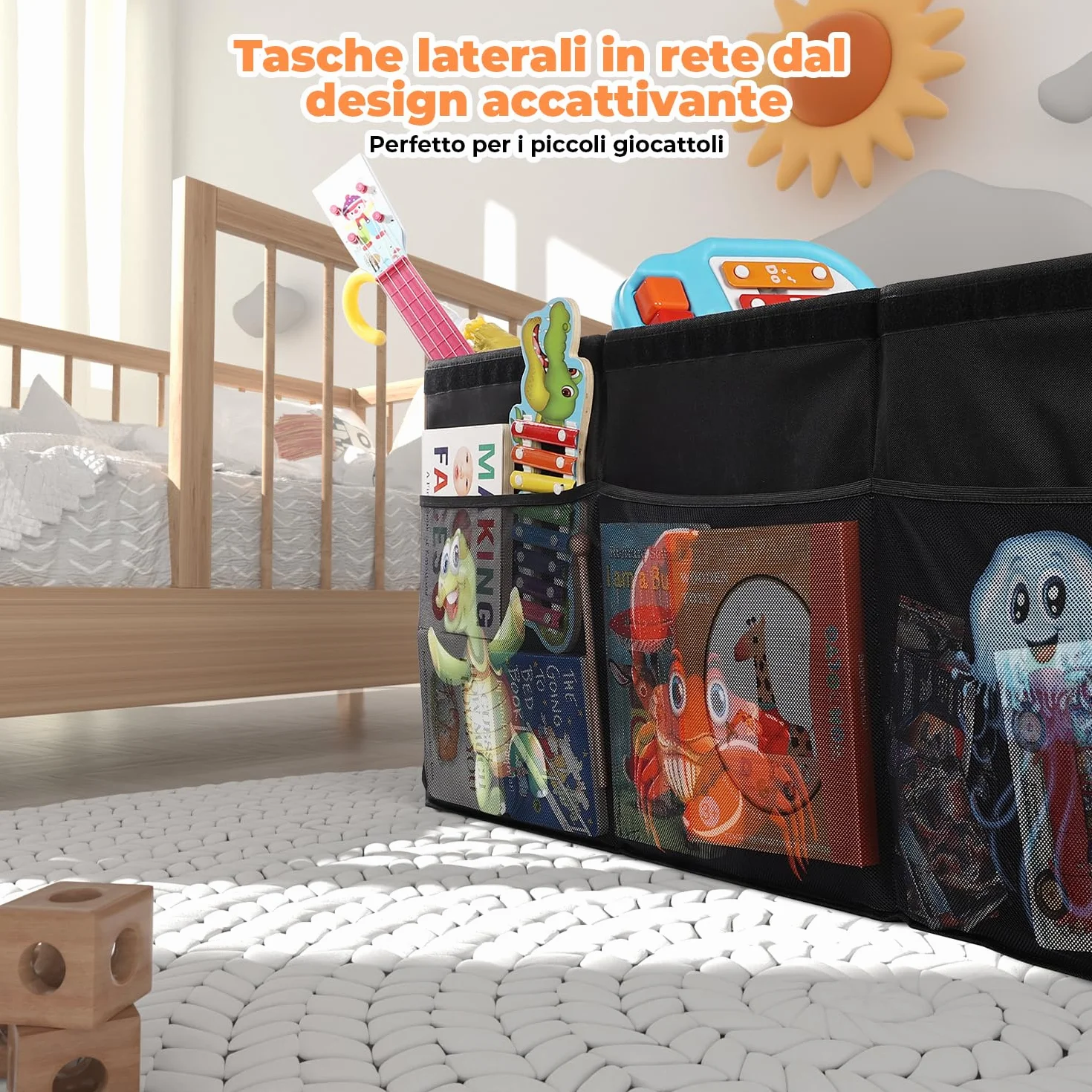 YOHOOLYO Porta Giochi Bambini 123L Pieghevole Contenitore con Coperchio 94x41x32 cm