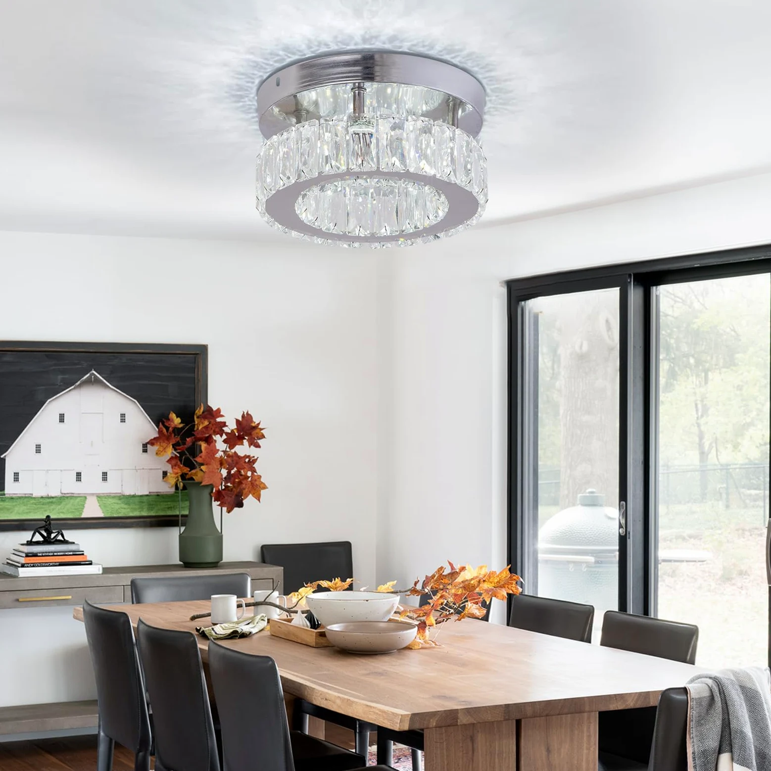 FRIXCHUR Lampadario di cristallo moderno piccolo da incasso lampada da soffitto a LED in cristallo per sala da pranzo camera da letto soggiorno corridoio (bianco freddo)