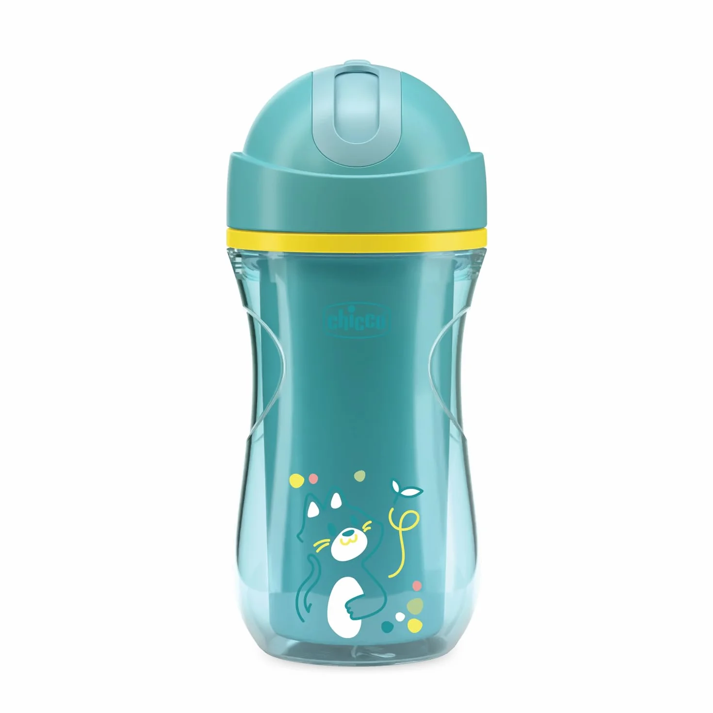Chicco Bicchiere Antigoccia Silicone 266 ml Tazza Biberon Termica Cannuccia Flessibile Senza BPA Azzurro 14+ Mesi