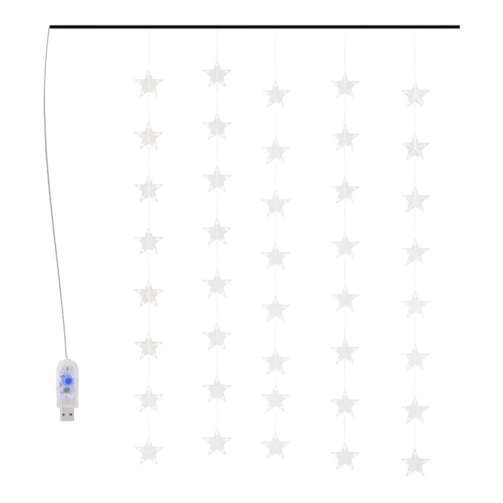 Tenda luminosa a forma di stella, 200 LED, luce bianca calda, 8 funzioni