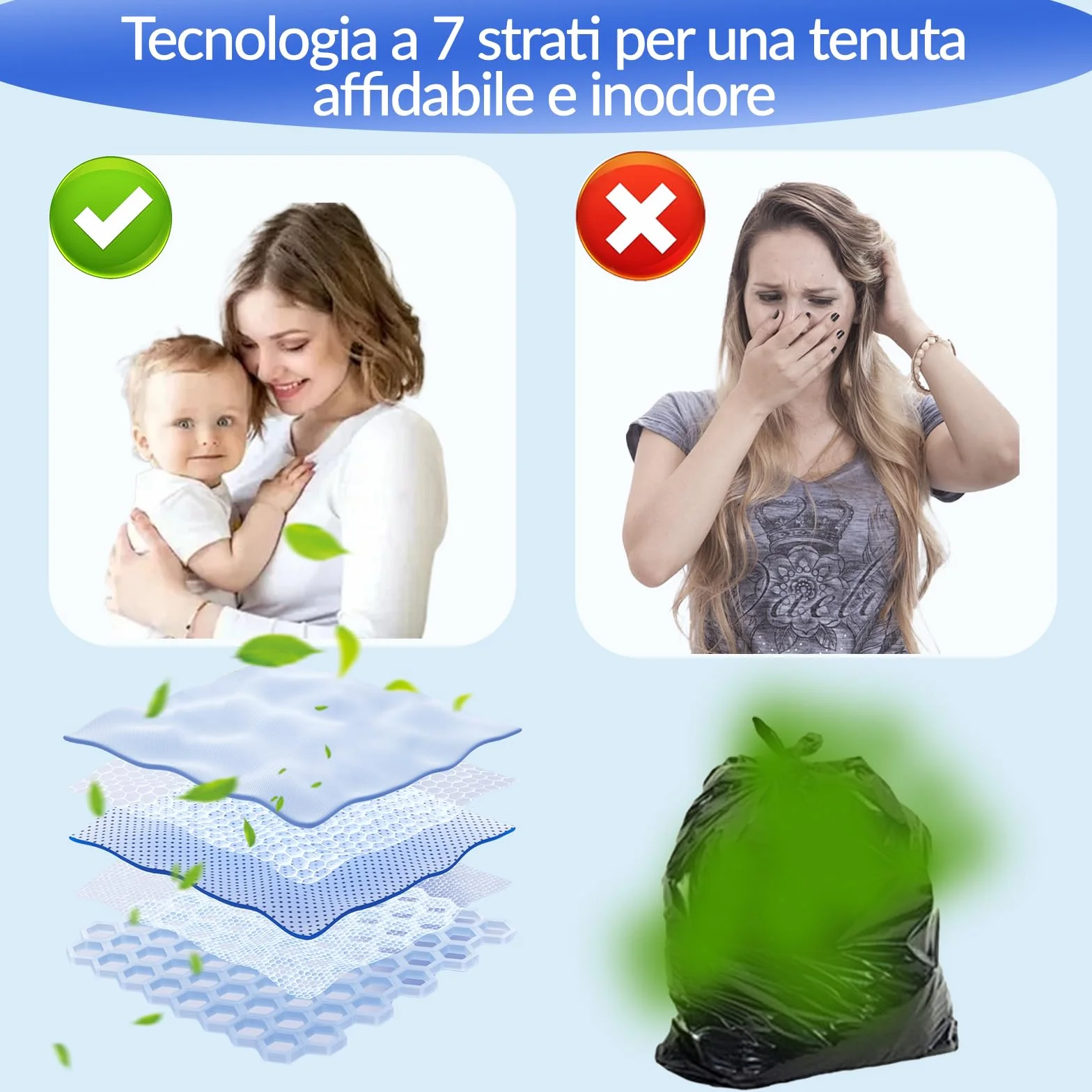 Sacchetti Mangiapannolini Antiodore Inodore Addensata 21 Pezzi Compatibili con Maialino Foppapedretti Tommee Tippee Twist & Click Simplee Tec Litter Locker