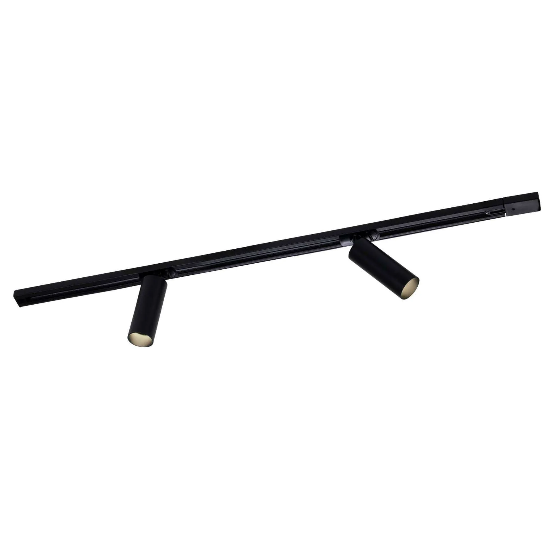 Ledvion Sistema di Binario 1m Monofase Nero 2 faretti senza lampadina GU10 | Per soggiorno cucina e sala da pranzo con luce orientabile