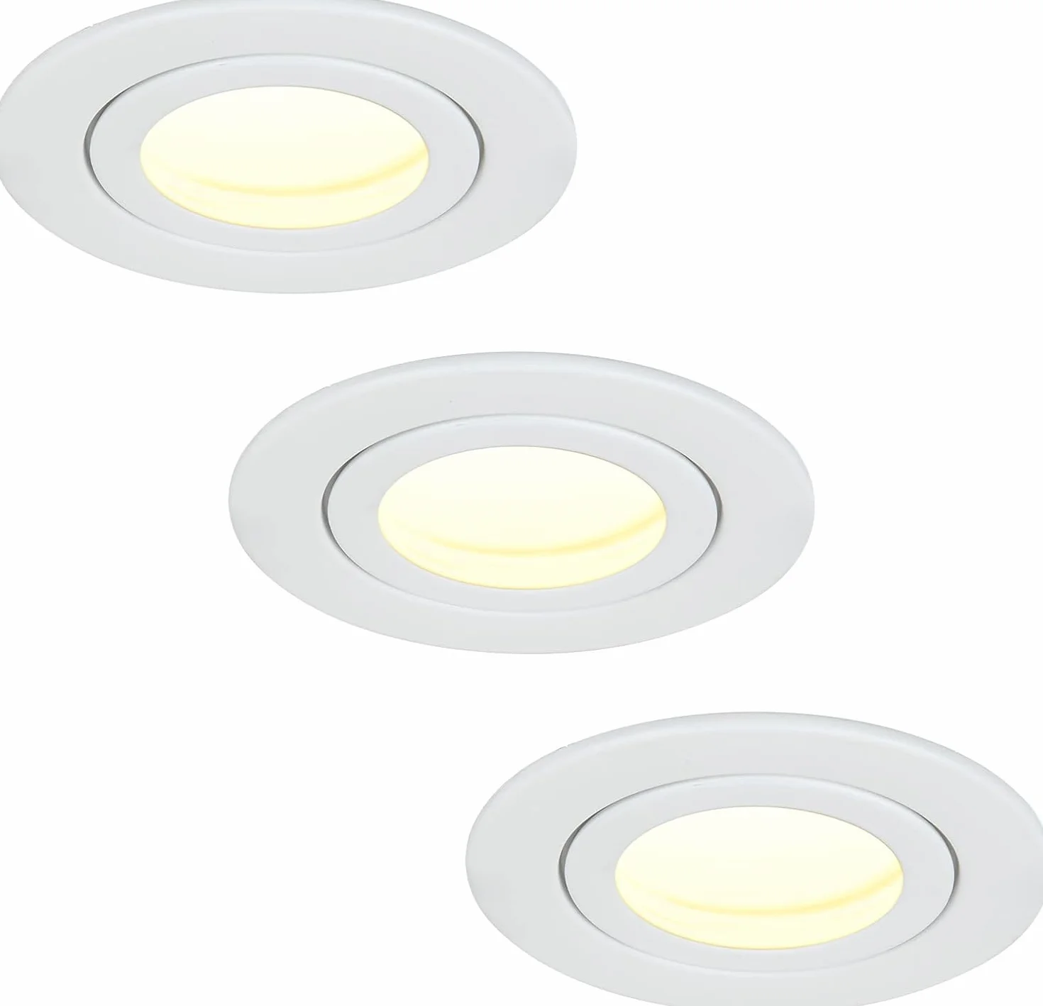HCFEI | Faretto da incasso a LED Bianco 5W | 35mm di profondità d'incasso | Ø60mm di diametro del foro | Faretto regolabile per soggiorno, bagno | 230V | IP44 | Bianco neutro 4000K | SET 3