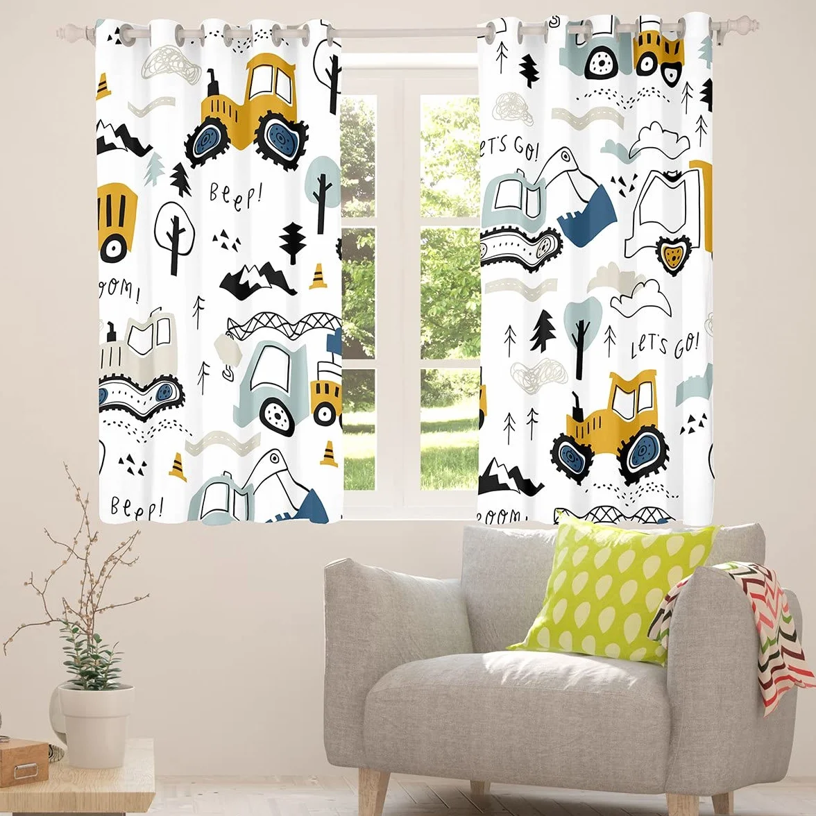 Tende per bambini con motivi di automobili 132 x 228 cm 2 pannelli