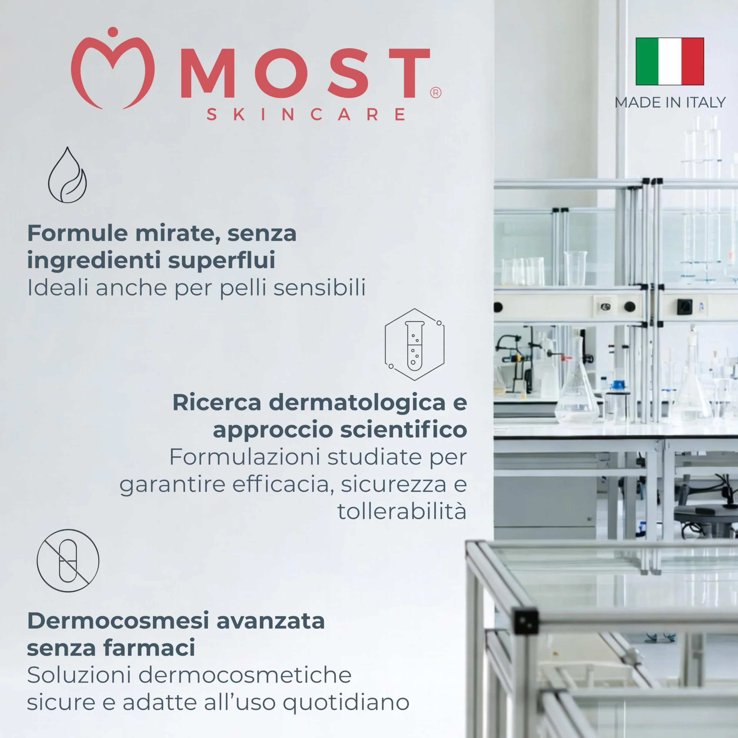 MOST Crema Lenitiva Viso e Corpo 50ml Ossido di Zinco per Pelle Sensibile e Atopica