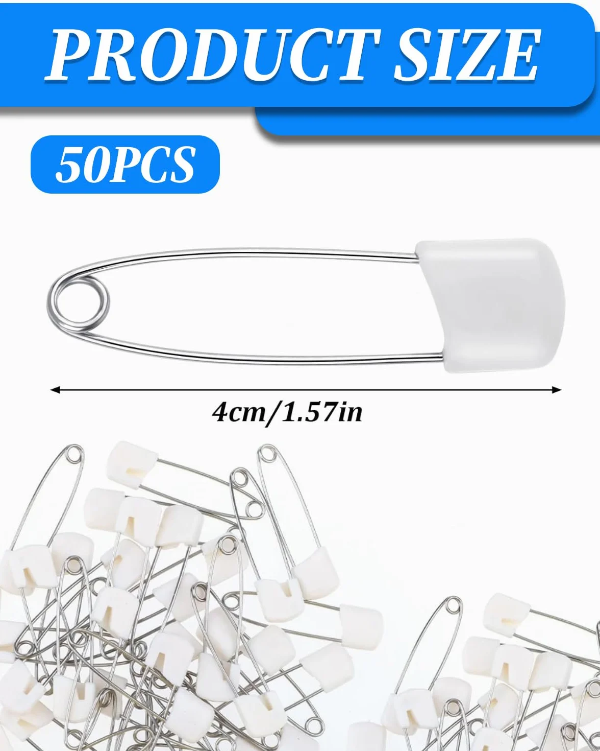 Spille da balia per bambini 40 mm, resistenti alla ruggine, spille di sicurezza per pannolini e vestiti