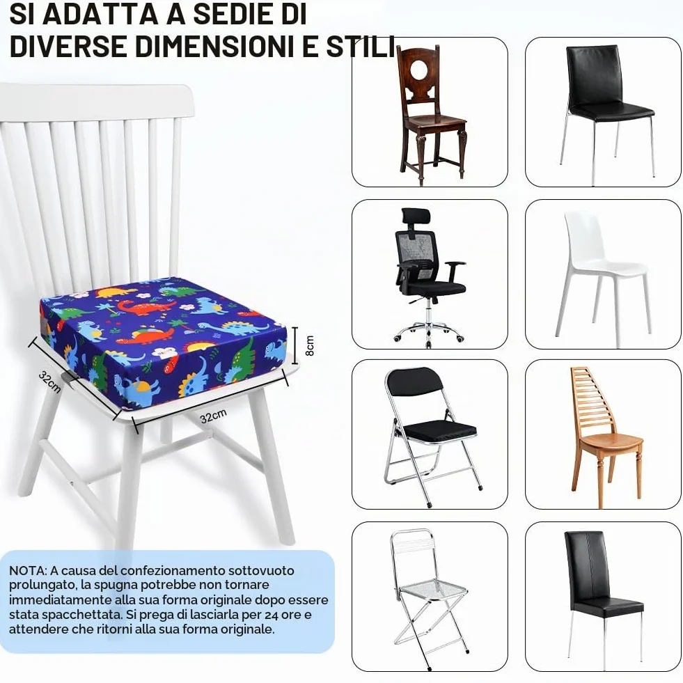 HOTUT Rialzo Sedia Bambini Cuscino da Tavolo con 2 Cinghie Regolabili, Seduta Booster Lavabile Smontabile per Viaggi