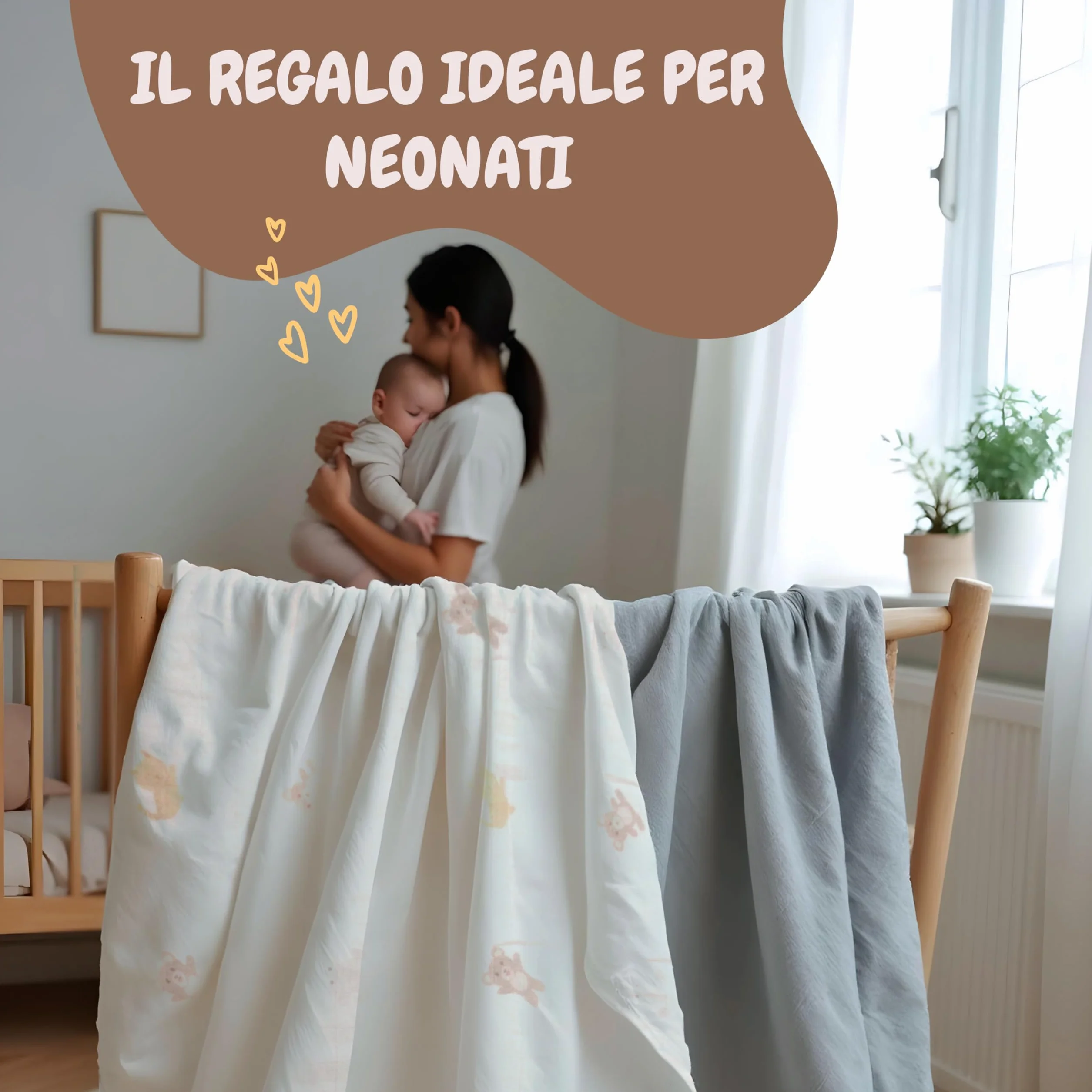 Mussole Bambino Cotone Bamboo 120x120 cm 2 pz Swaddle Panni Fasciatoio