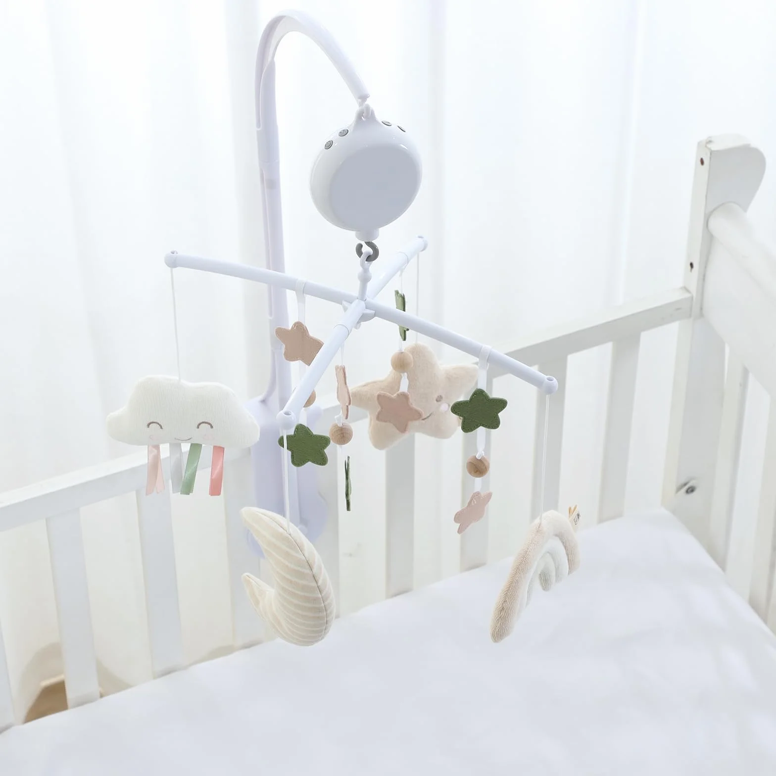 Giostrina Culla Neonato con Carillon 35 Musiche 3 Modalità Volume Regolabile Arcobaleno