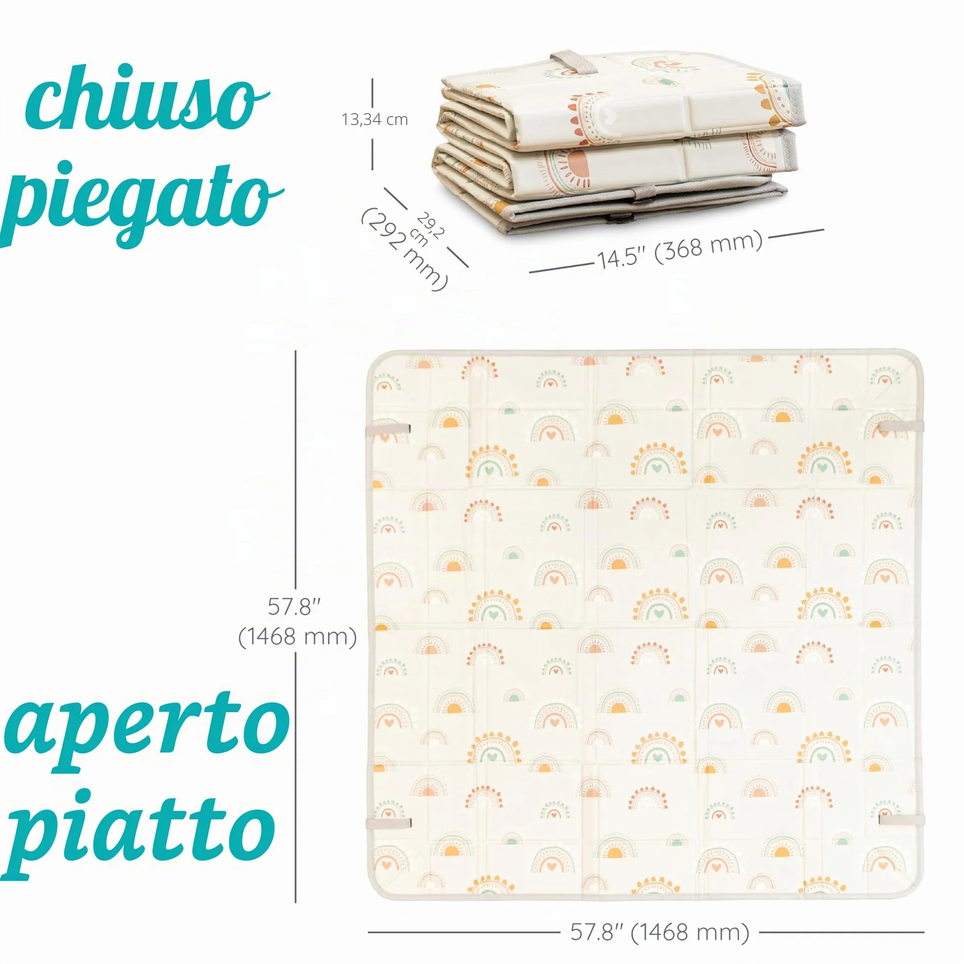 Infantino Foldable Soft Foam Mat, Extra Large Double-Sided Baby Play Mat, Non Slip Crawling for Infants & Toddlers