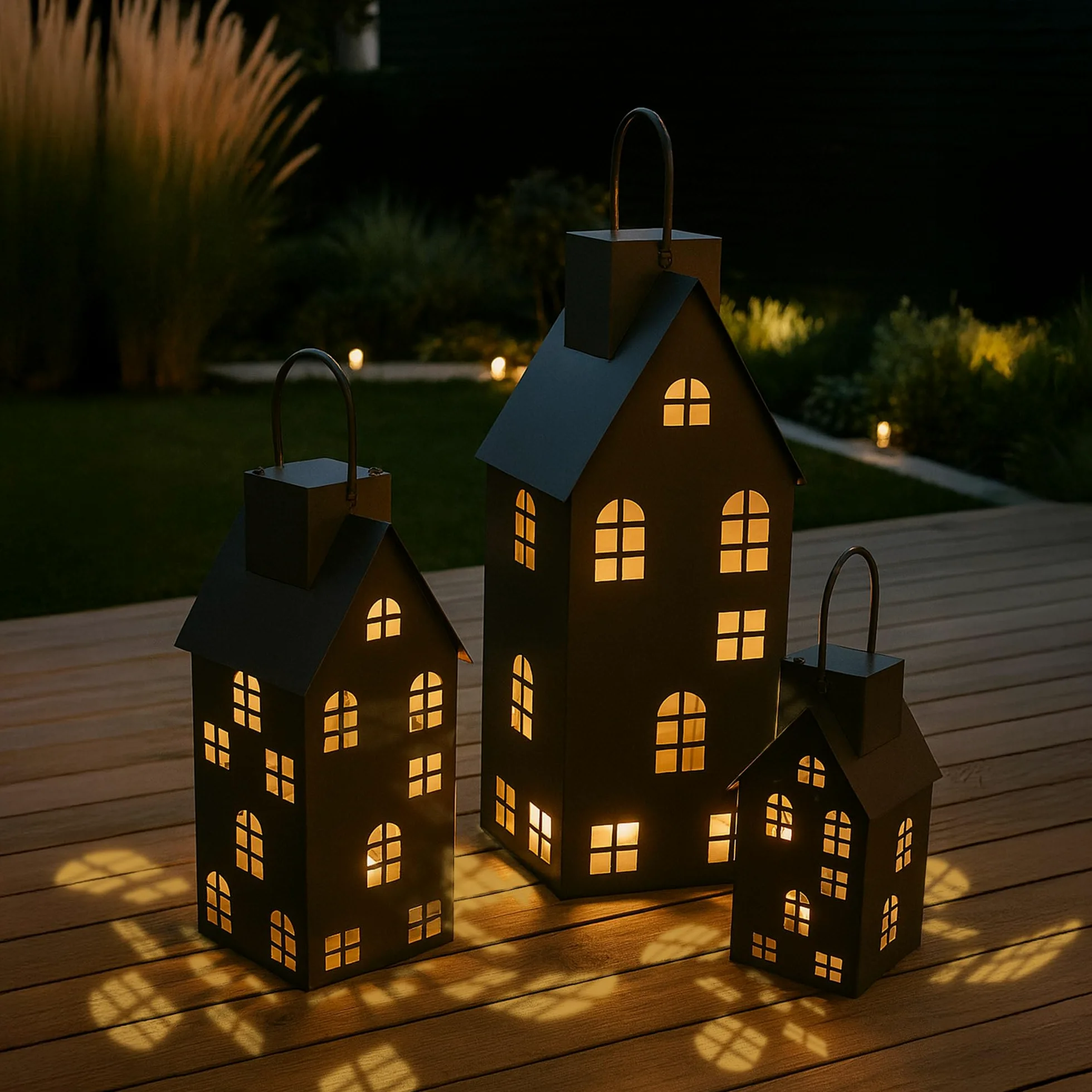 UNUS Lanterna a energia solare, per esterni, 80 cm, colore: nero | Con luce LED, per esterni e interni, illuminazione suggestiva, in metallo