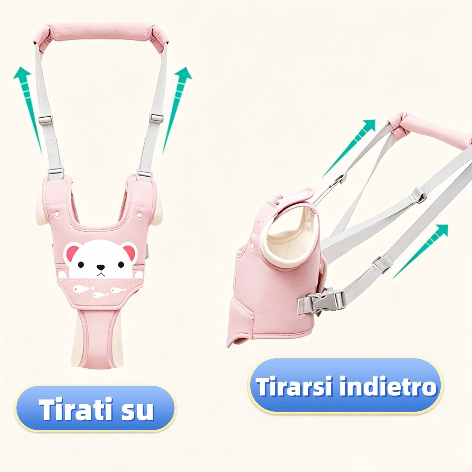 Imbracatura Sicurezza Traspirante Regolabile per Bambino 6-36 Mesi, Primi Passi con Bavaglino